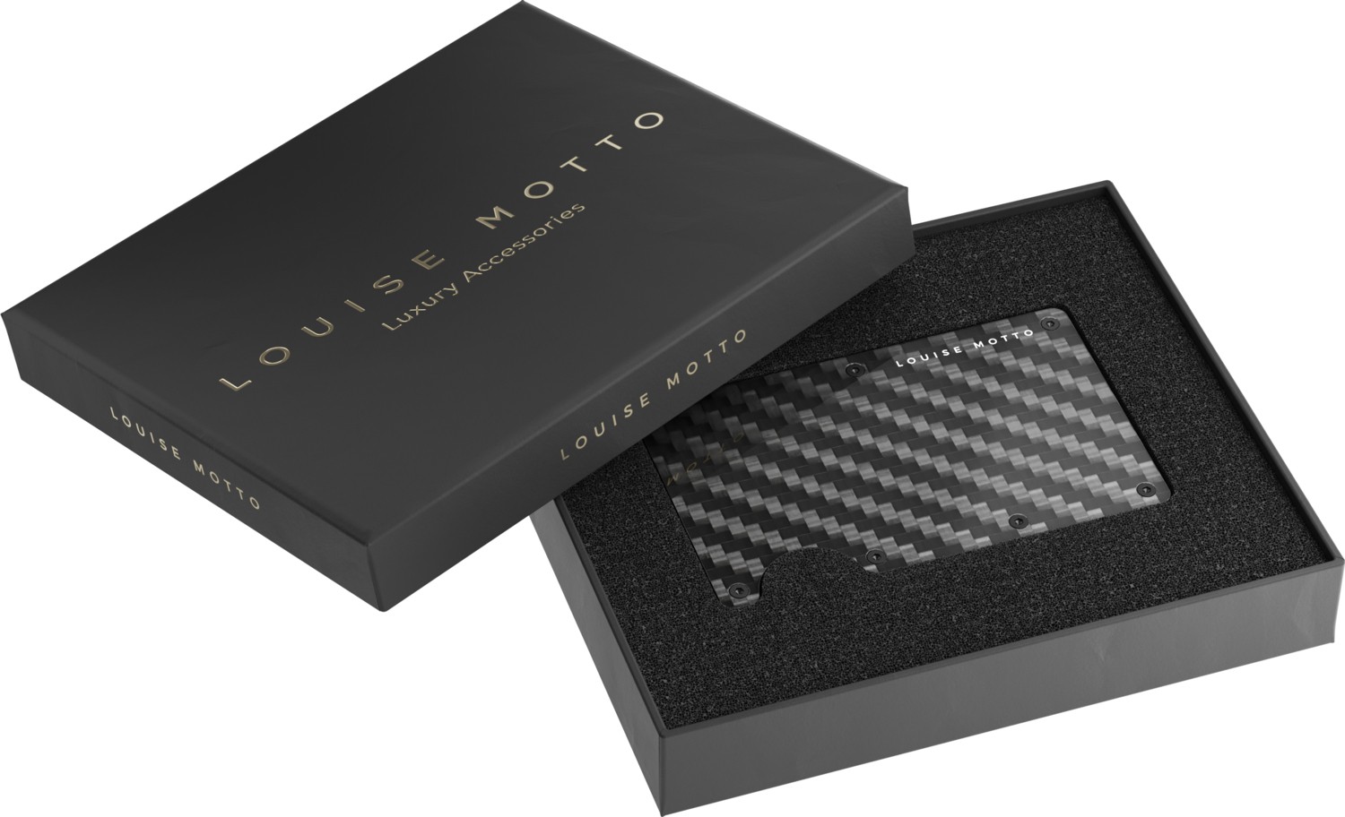 Louise Motto - Cardx - Dark Wave Strap - Karbon Fiber Cüzdan & Kartlık - Para Tutma Klipsi, Rfıd Engelleme (Siyah) görsel 5