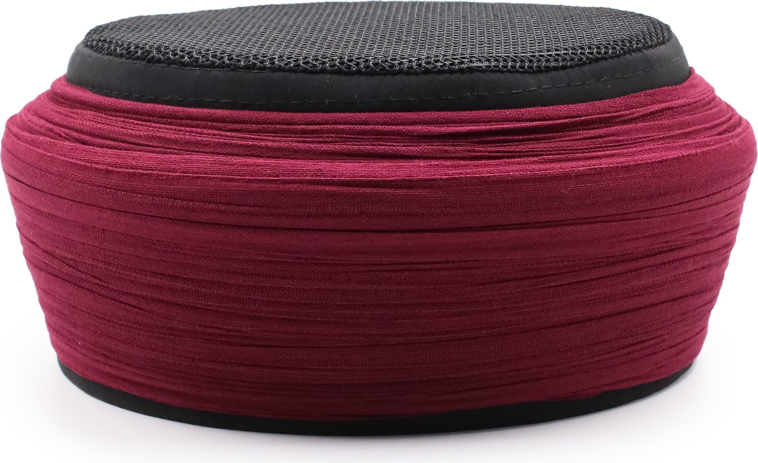 Sarıkhane Fileli Sarık, Bordo Kumaş, Siyah Takke, Düz Sarım, Fileli, 5 Metre görsel 3