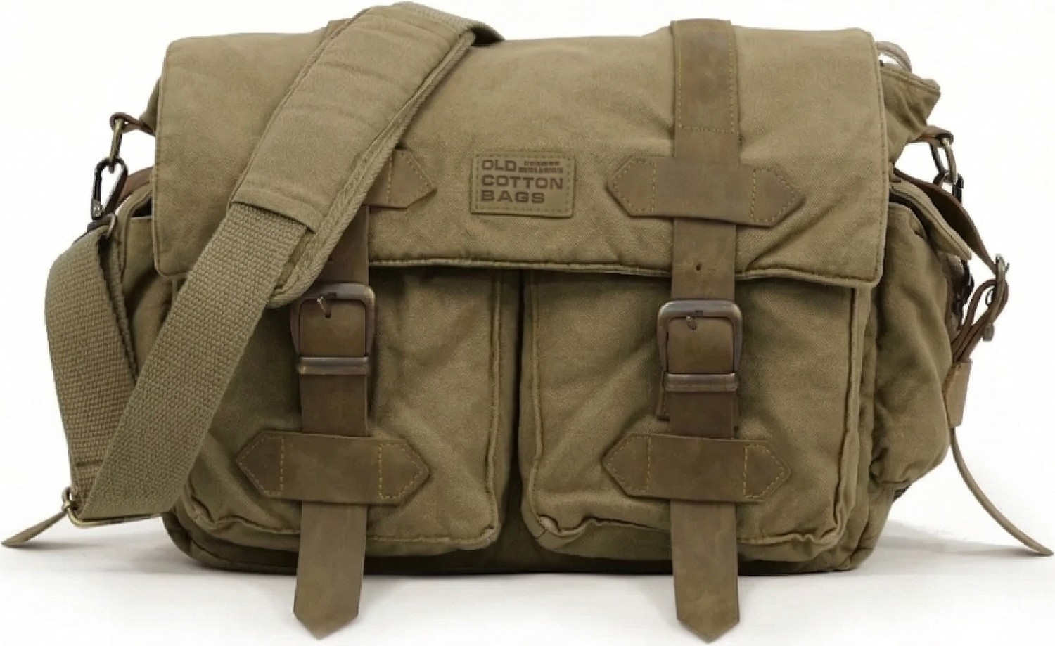 Old Cotton Cargo 7156 Kanvas Vintage Postacı Omuz Günlük Retro Boho Satchel Pamuk Kumaşlı Çanta görsel 2