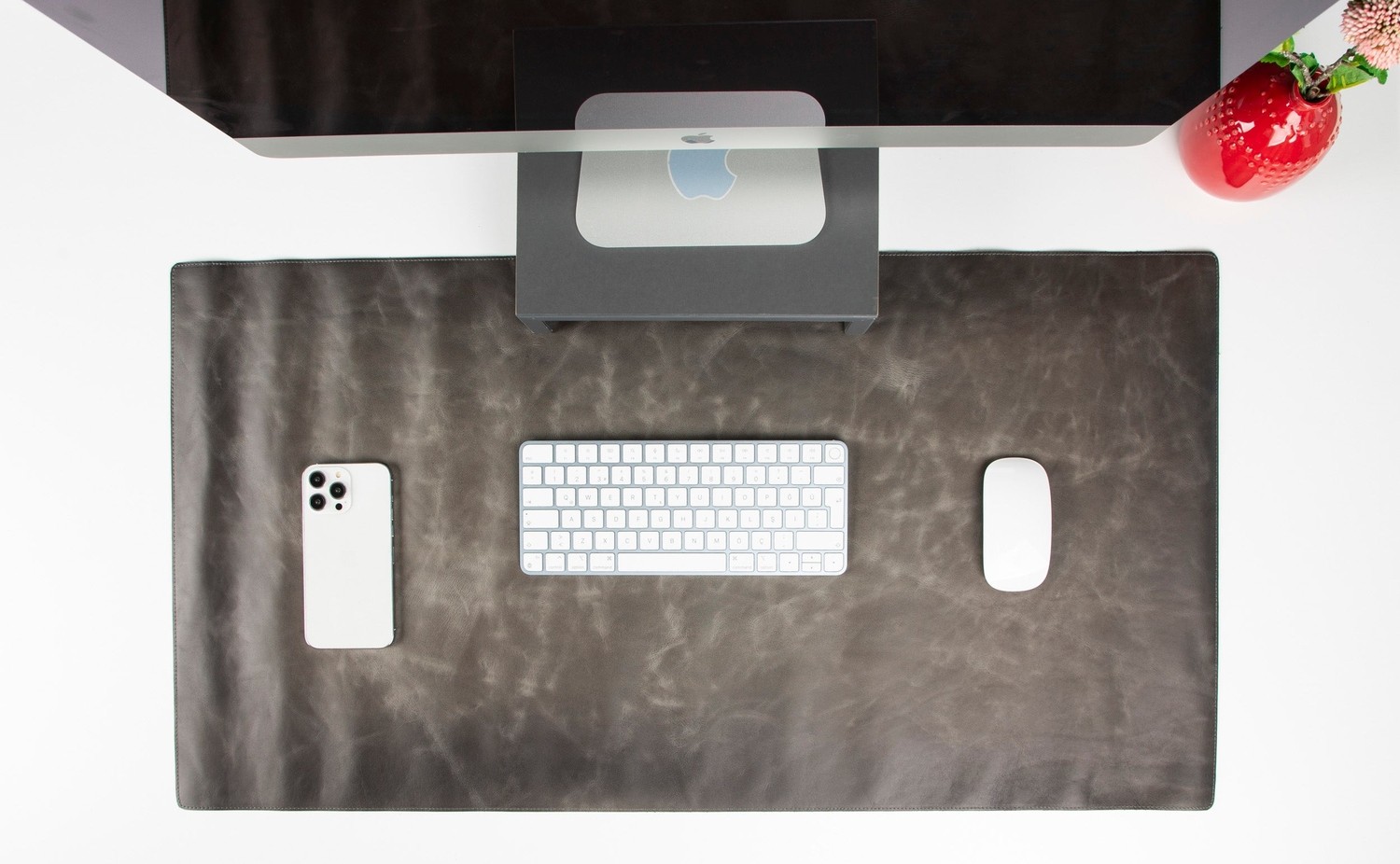 BloominBag Atelier 91 Ash Gray Leather Desk Mat - Large görsel 3