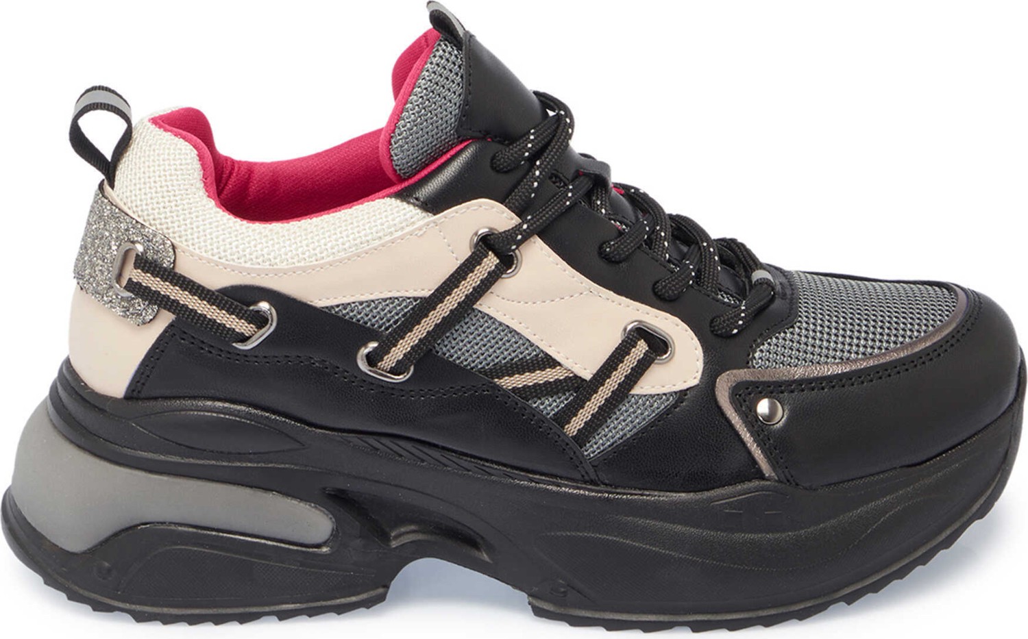 Tergan Siyah Vegan Kadın Sneaker - K25I1AY67827-O3C görsel 3