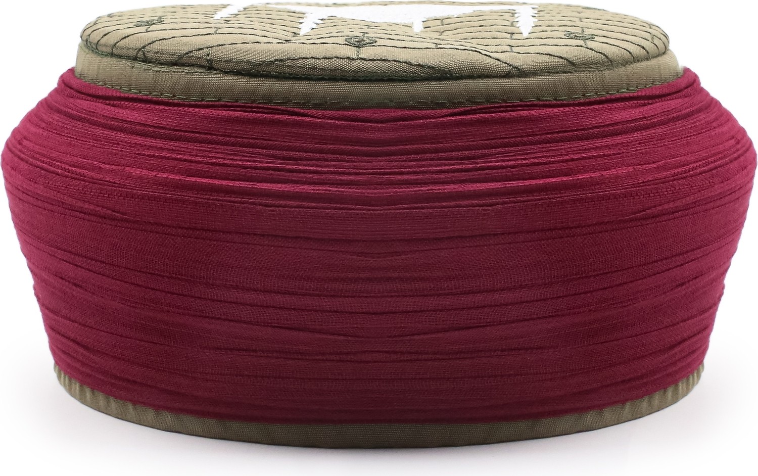 Sarıkhane Cami Sarığı, Bordo Kumaş, Yeşil Takke, Yuvarlak Sarım, Cami Nakışlı, 7 Metre görsel 2