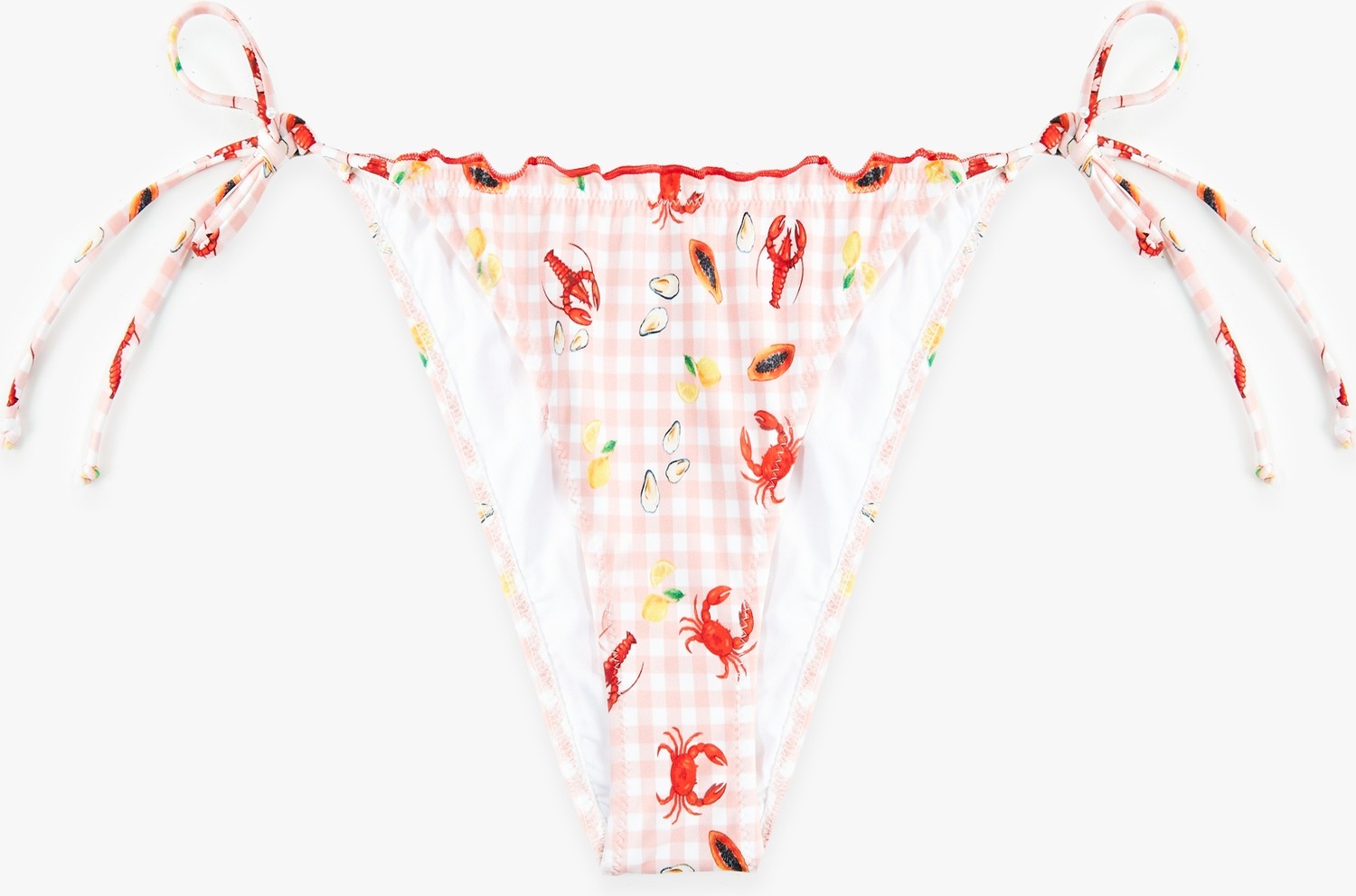 Koton x Sibil Çetinkaya - Fırfır Detaylı Yengeç Baskılı Pötikareli Bikini Altı