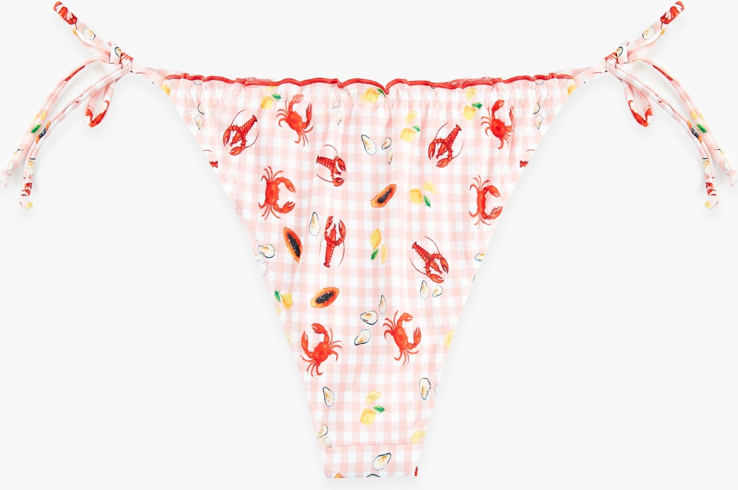 Koton x Sibil Çetinkaya - Fırfır Detaylı Yengeç Baskılı Pötikareli Bikini Altı görsel 2