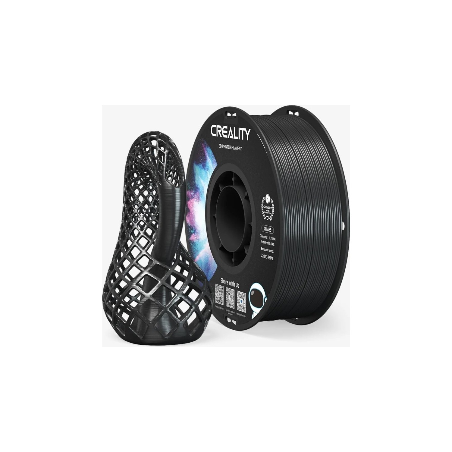 Creality Cr-Abs 1.75MM 1000GR Siyah Filament ABS Malzeme ile Düşük Büzülme Oranı