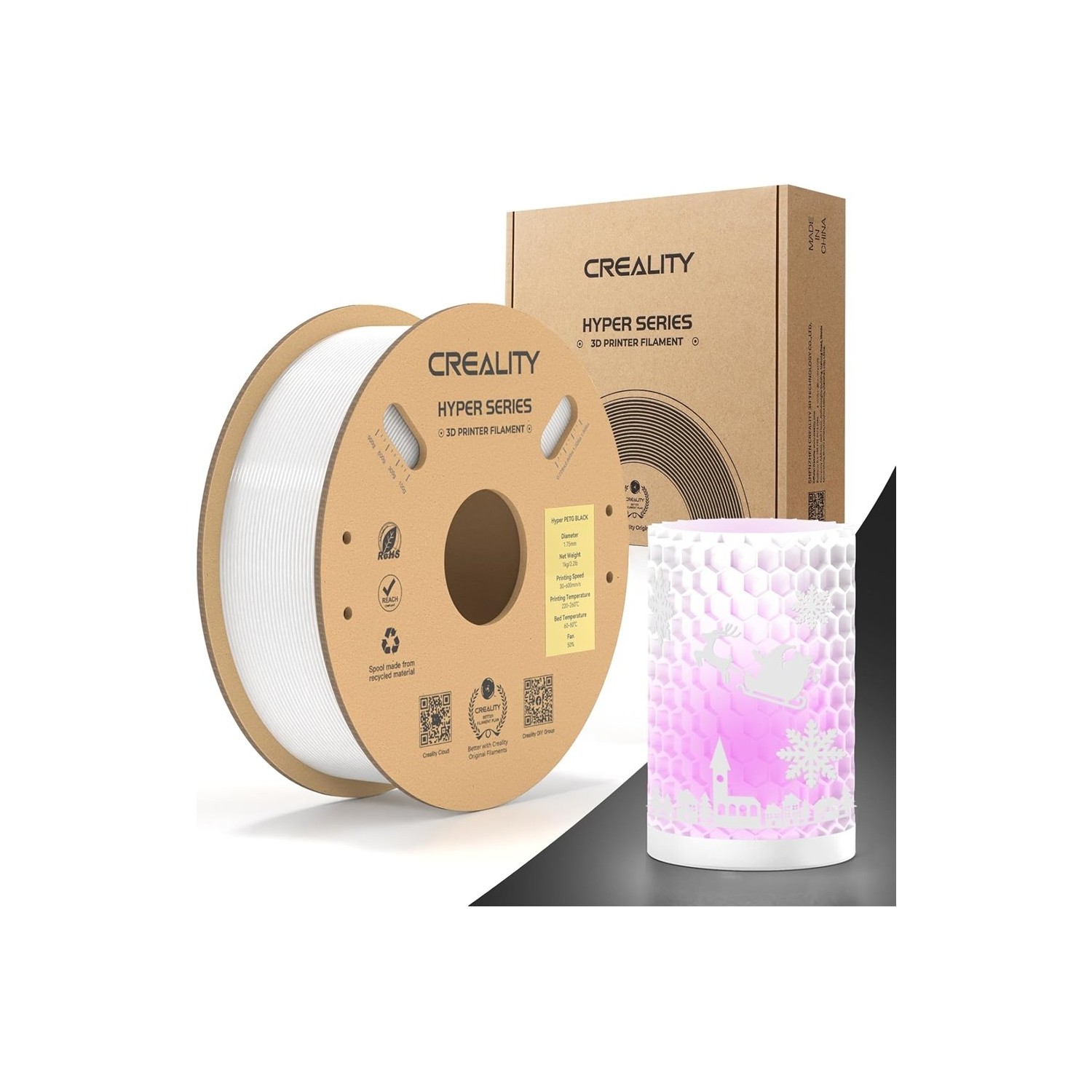 Creality Hyper PETG Beyaz Filament 1.75 mm 1 kg Yüksek Kalite 3D Yazıcı Malzemesi