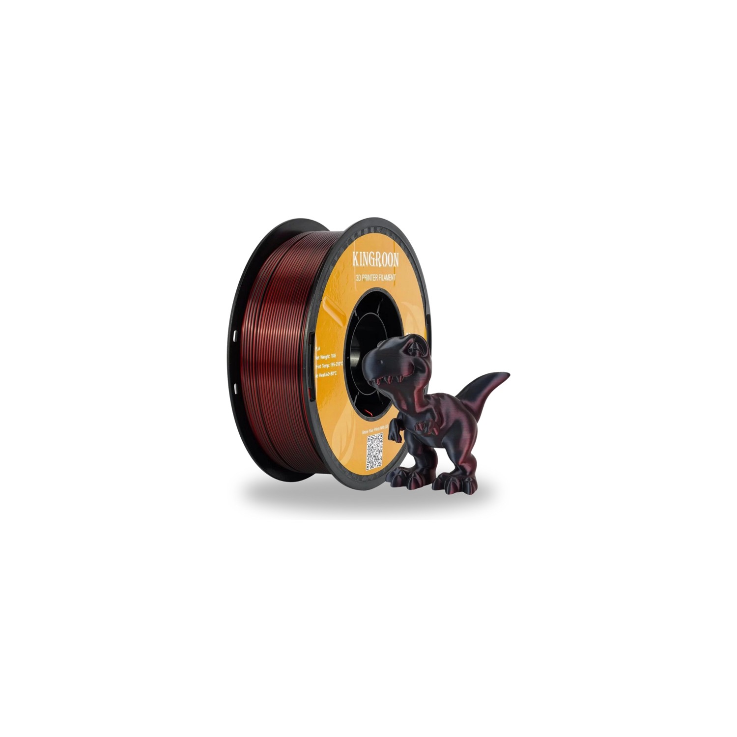 Kingroon Pla Silk Çift Renk Filament Kırmızı-Siyah 1.75 MM 1 Kg