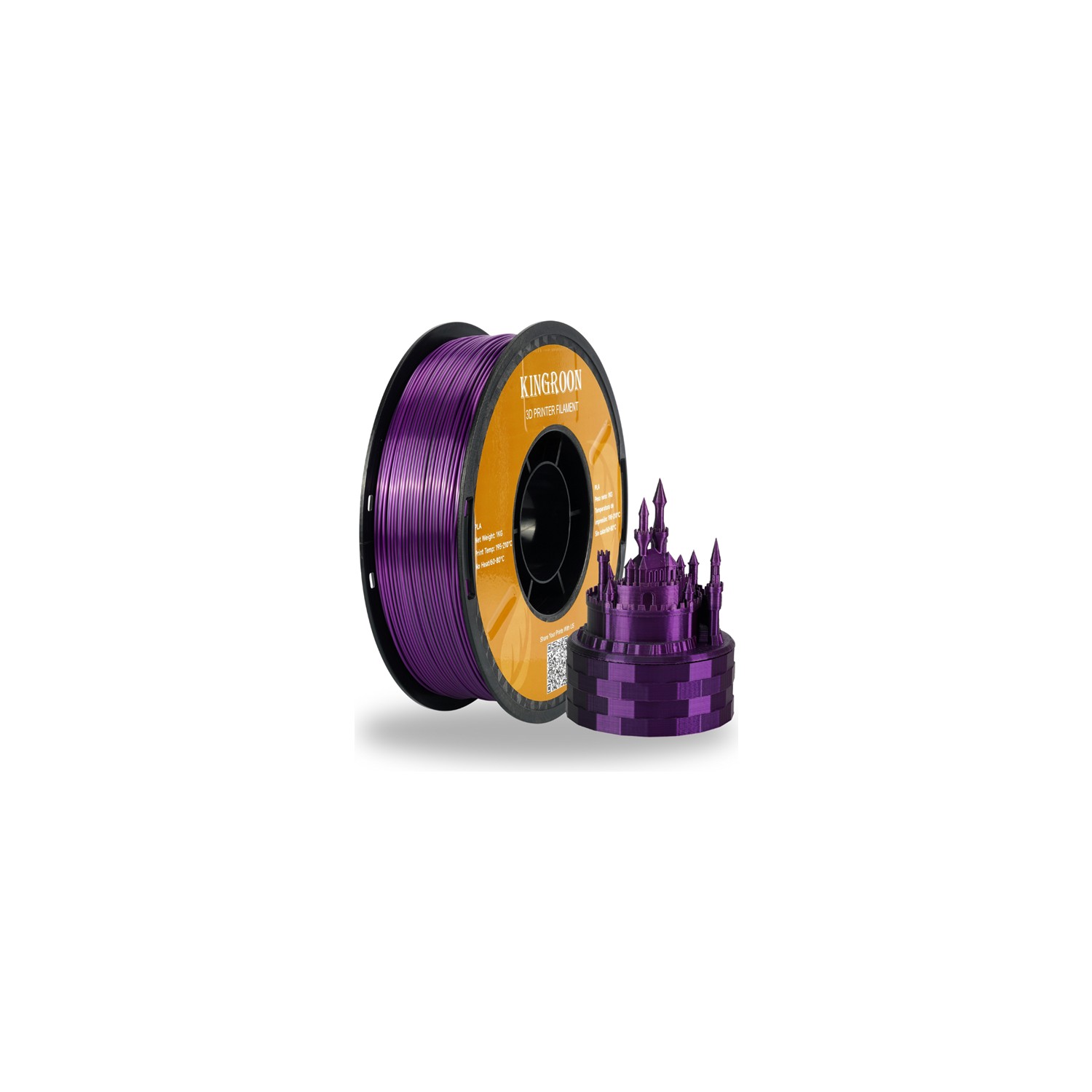 Kingroon Pla Silk Çift Renk Filament Siyah-Mor 1.75 MM 1 Kg