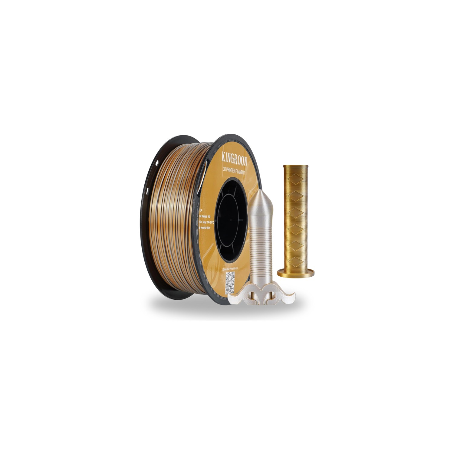 Kingroon Pla Silk Çift Renk Filament Altın-Gümüş 1.75 MM 1 Kg