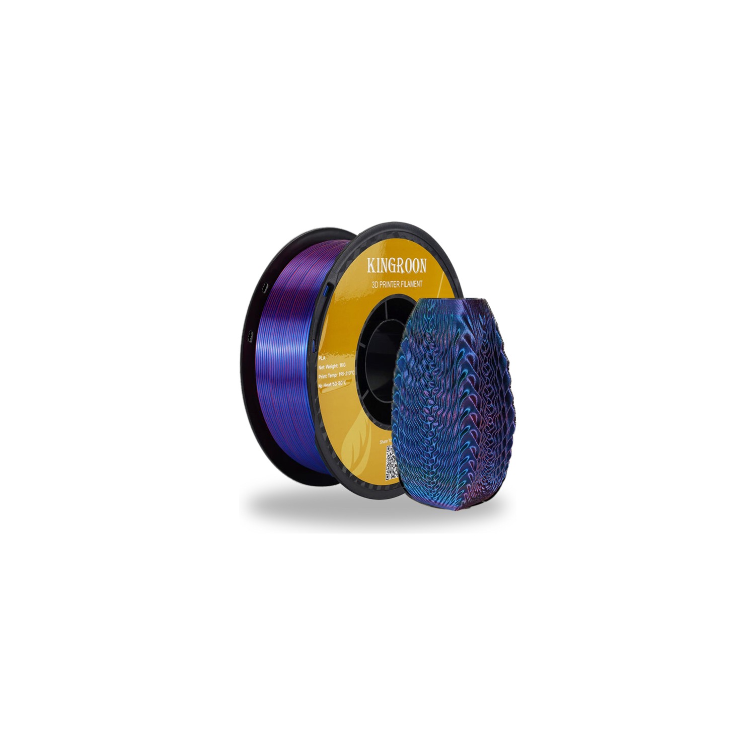 Kingroon Pla Silk Çift Renk Filament Kırmızı-Mavi 1.75MM 1 Kg