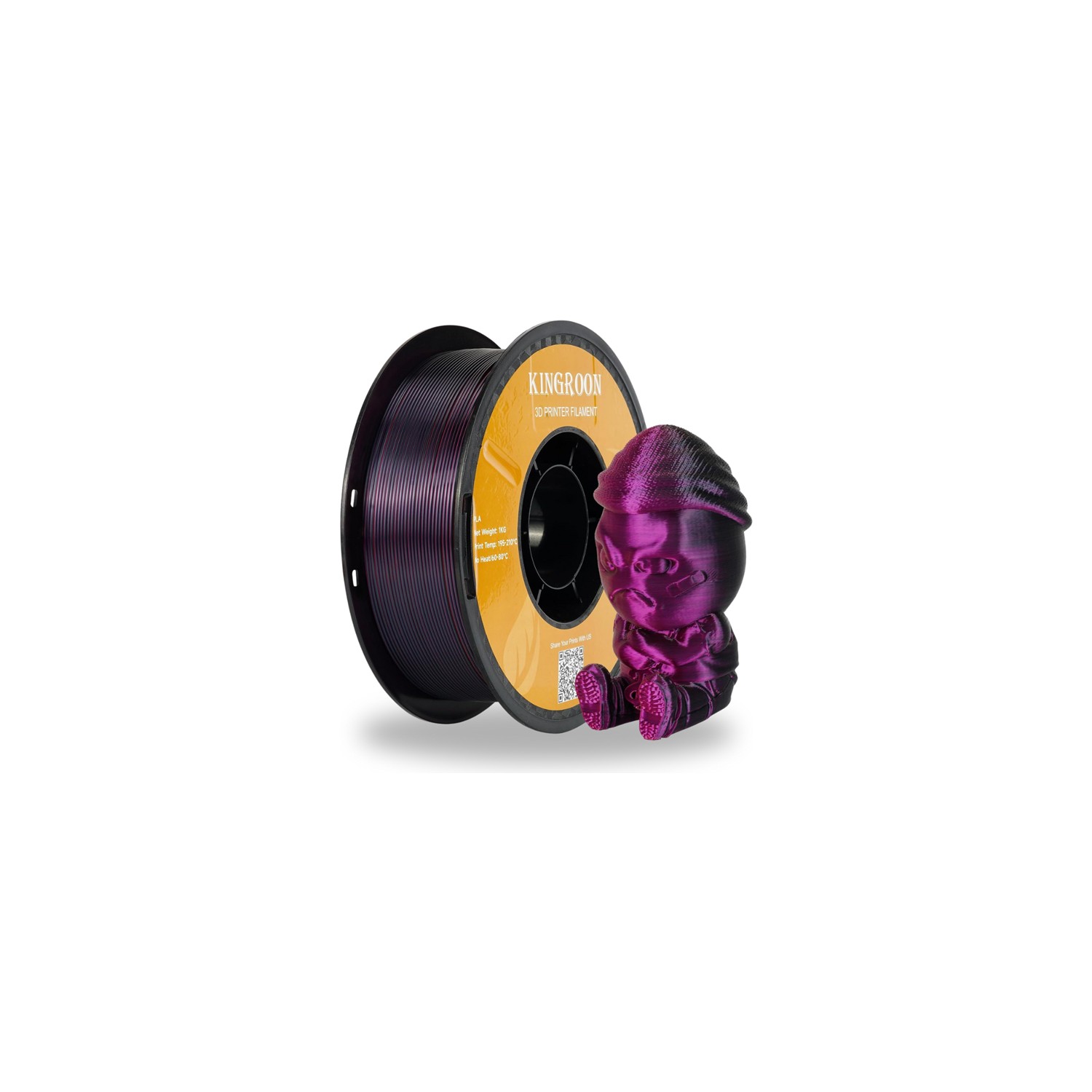 Kingroon Pla Silk Üç Renk Filament Altın-Fuşya-Siyah 1.75 MM 1 Kg