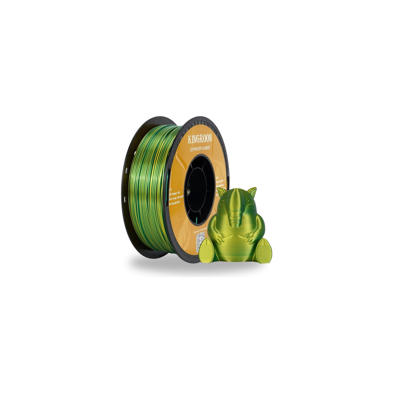 Kingroon Pla Silk Çift Renk Filament Yeşil-Sarı -1.75 MM 1 Kg