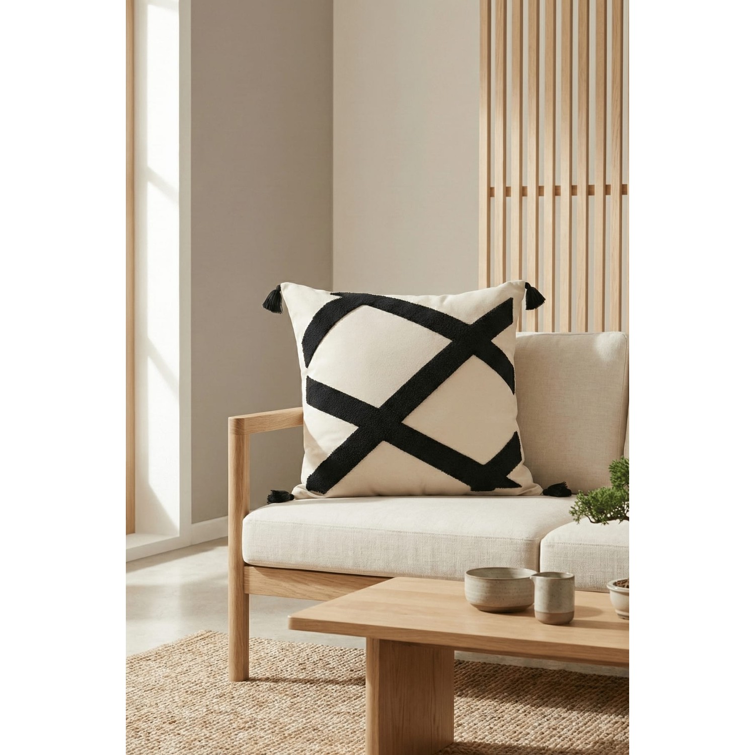 Buldan Natura Harmoni Punch Nakışlı Dekoratif Kırlent Kılıfı 43×43 cm