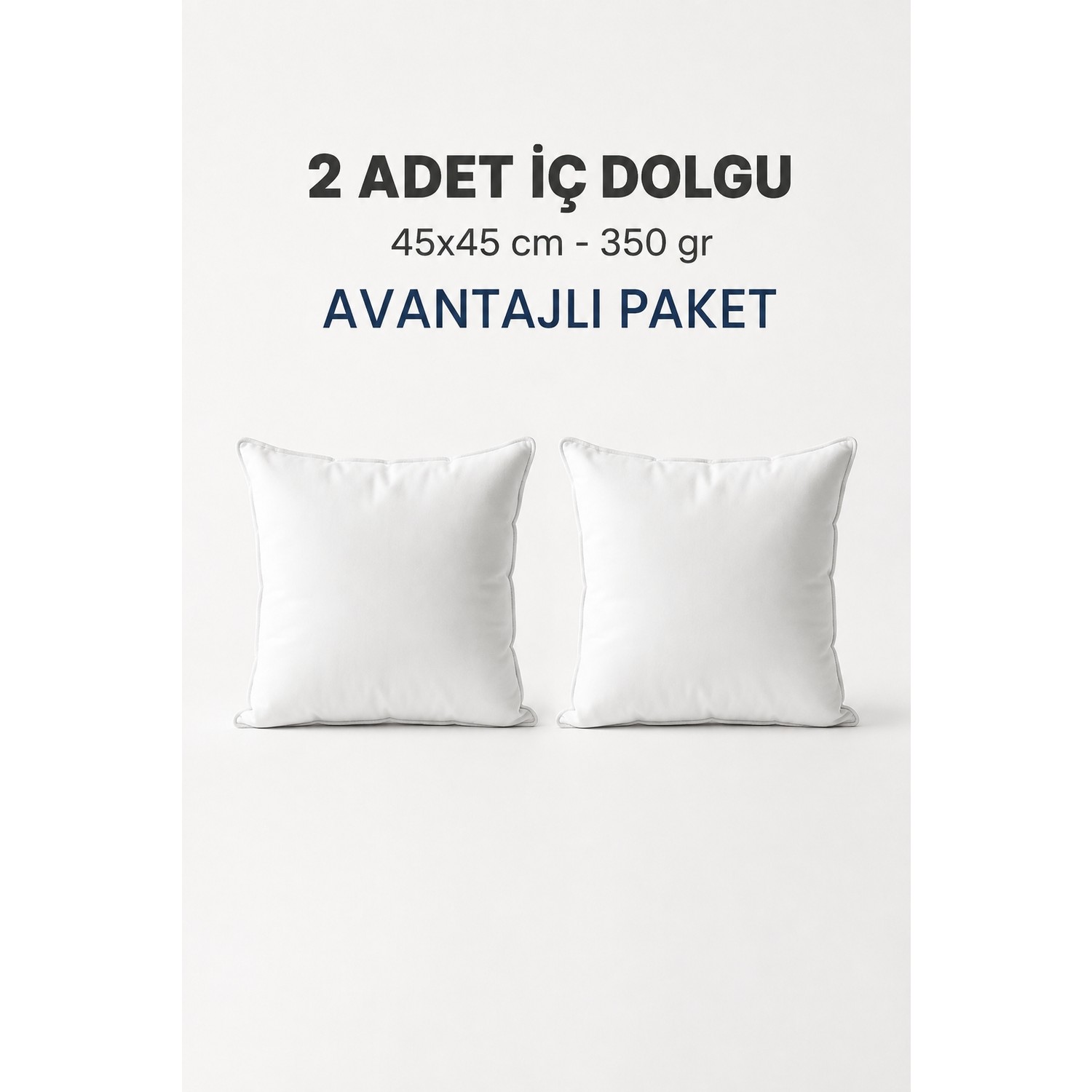 Buldan Natura 2’li Kırlent Iç Dolgu Yastığı 45×45 cm – 350 gr Boncuk Silikon Dolgulu, Yıkanabilir