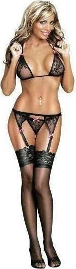 Melonika Secret Fantezi Dantelli Siyah Seksi Jartiyer Takımı ! Çorapsız ! BC2359 görsel 2