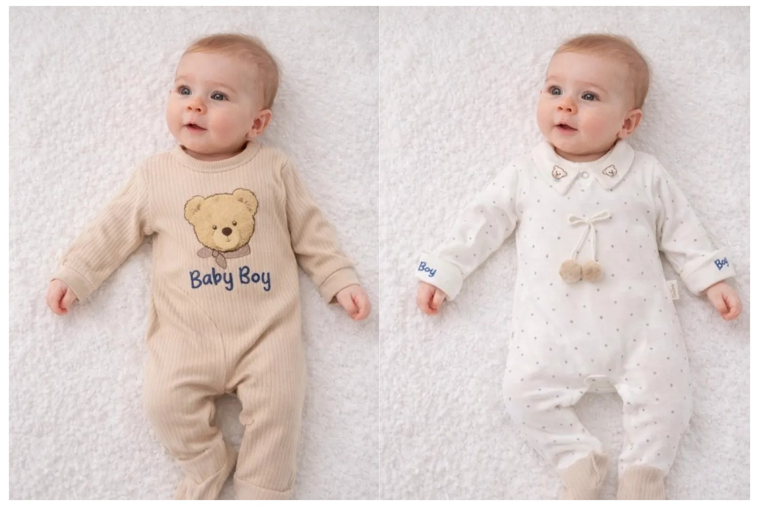 My Baby Kumsal CAYZEN Erkek Bebek Şapkalı 2 Adet Şık Kombin Tulum 3 - 6 ay 1097