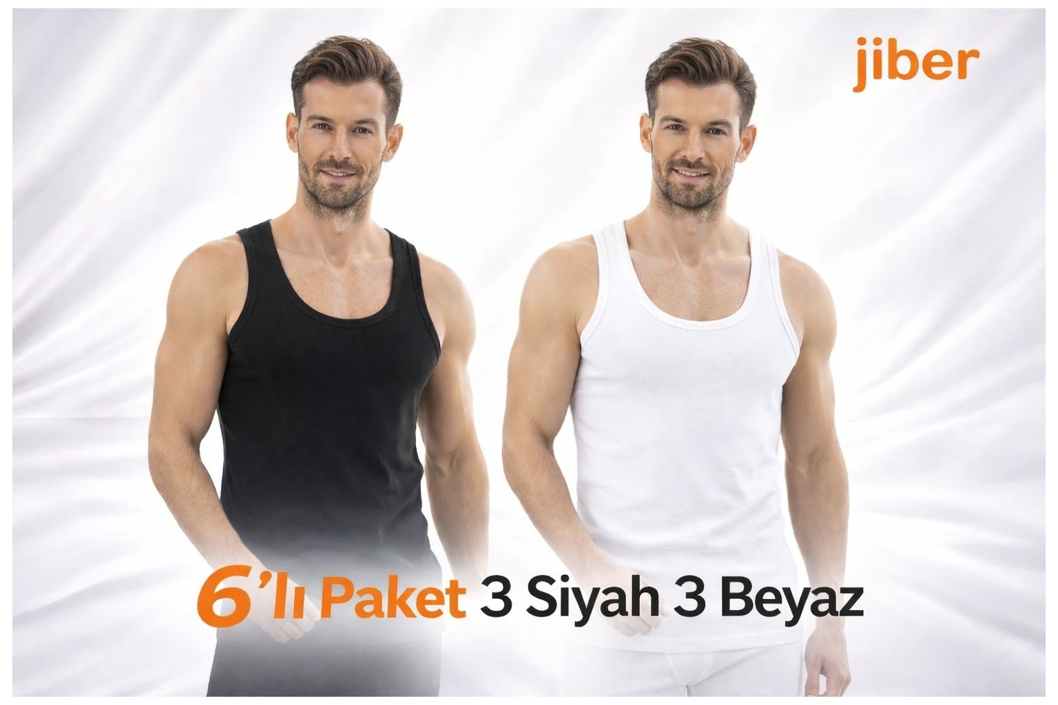 Jiber Erkek Askılı Atlet 6'lı Paket - 101 XXL görsel 2