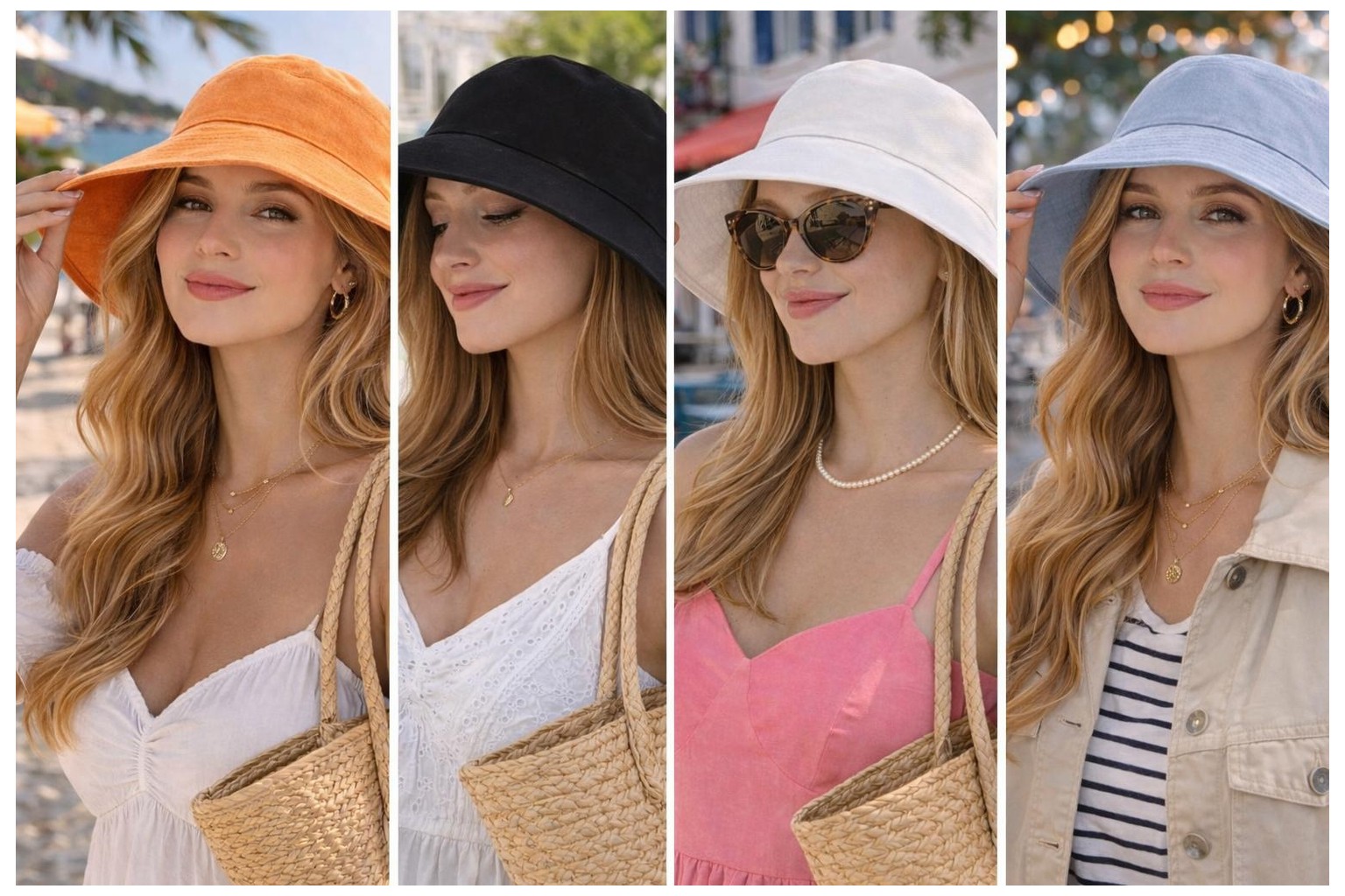 Wearflawless Kadın Keten Bucket Fiyonklu Yazlık Plaj Şapkası, Ayarlanabilir Geniş Kenarlı Tatil Şapkası görsel 7