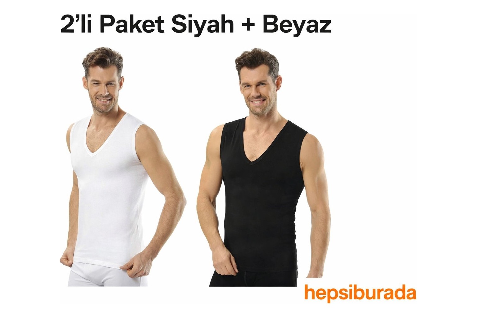 Jiber 117 Erkek 2'li Likralı Kolsuz V Yaka Atlet