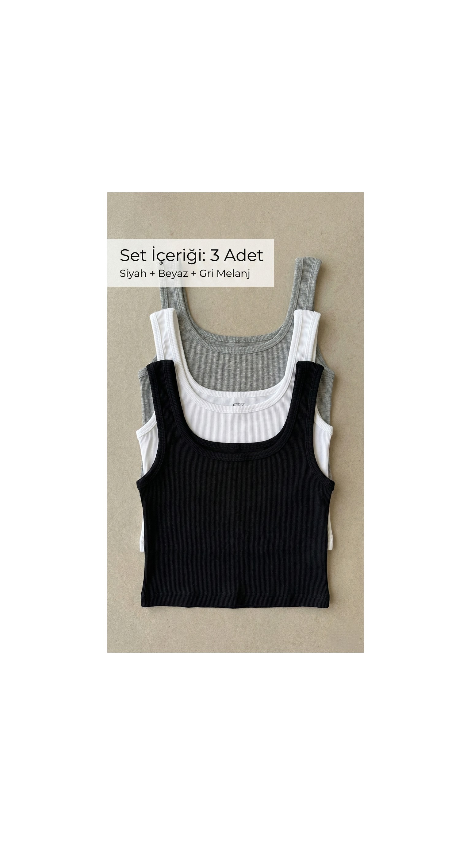 Underwear Bodyway 3'lü Fitilli Yarım Atlet & Crop Büstiyer Seti, Pamuklu, Esnek, Günlük Basic Paket