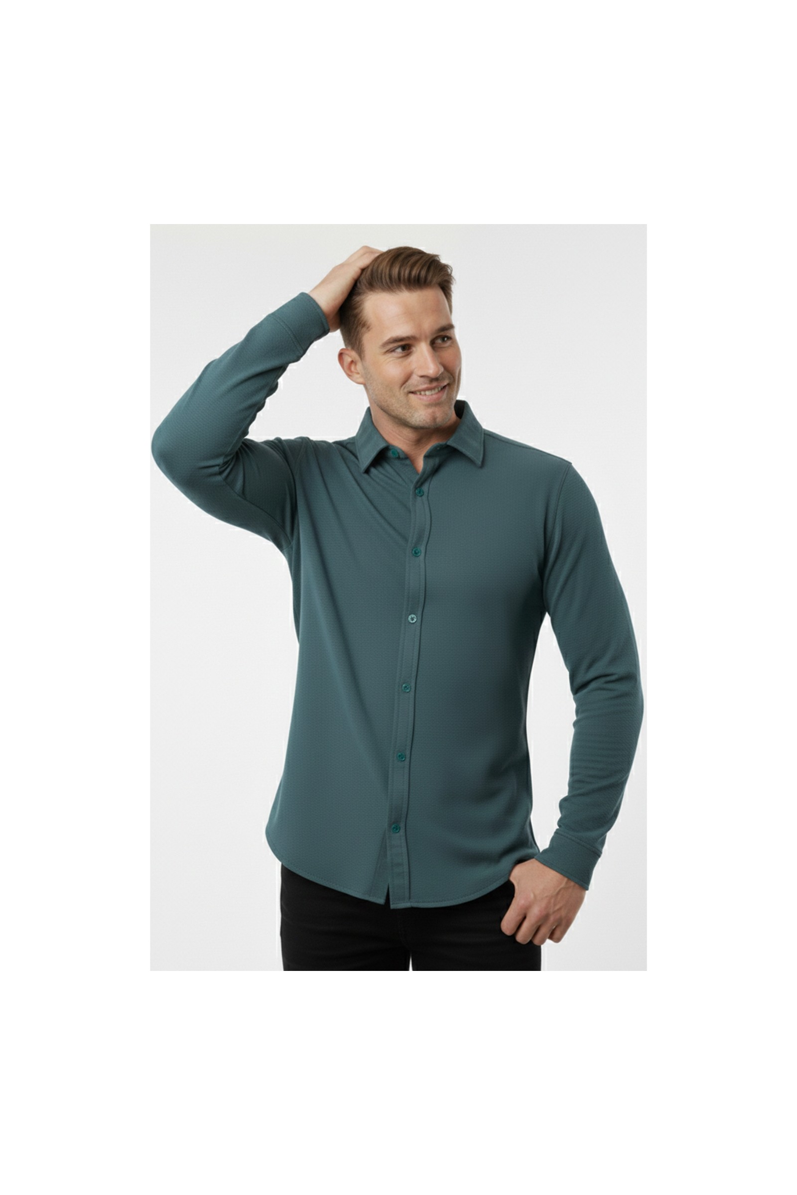 Deepsea Toprak Slim Fit Örme Kumaş Likralı Erkek Gömlek, Nefes Alan Esnek ve Modern Tasarım 2602604