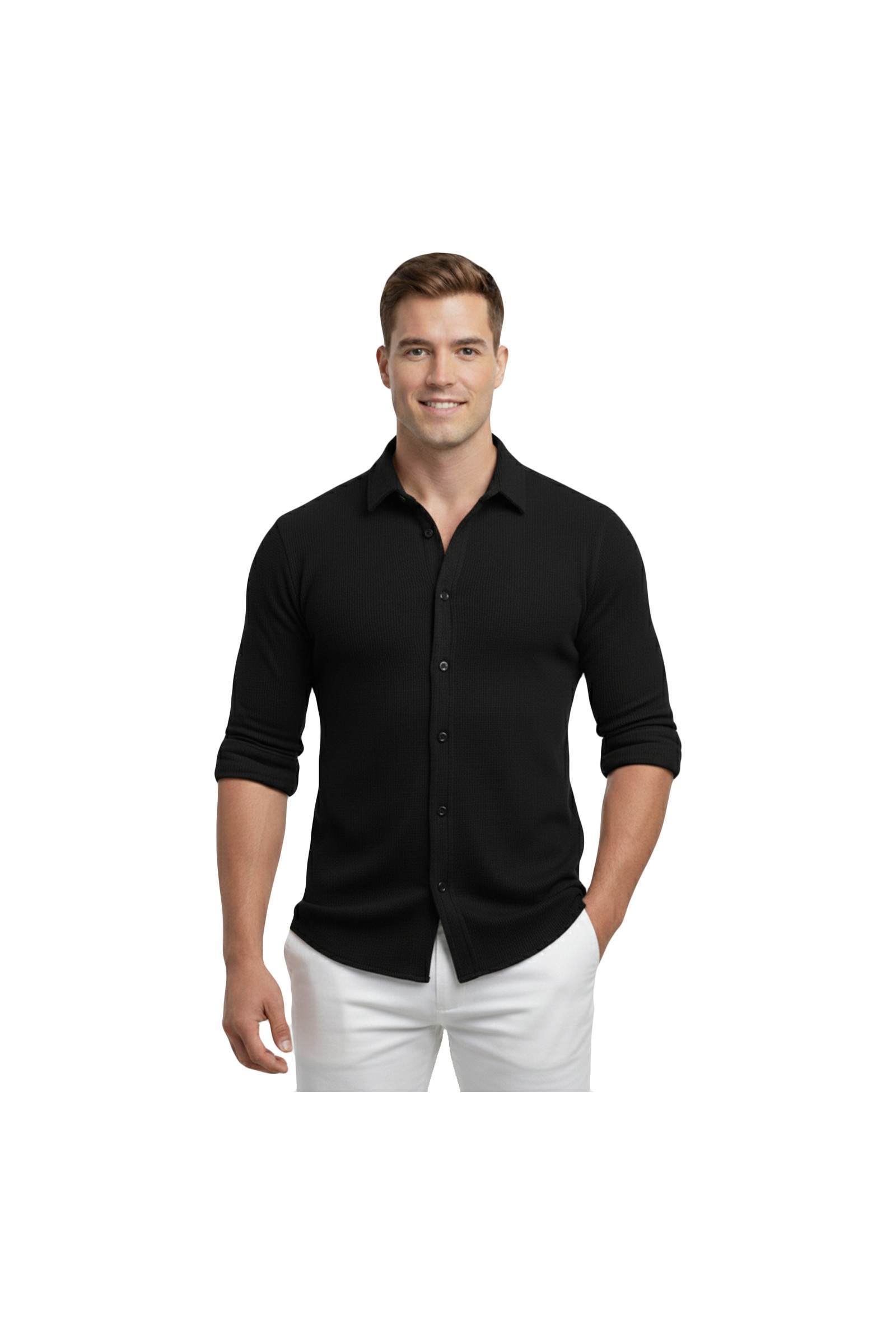 Deepsea Toprak Slim Fit Örme Kumaş Likralı Erkek Gömlek, Nefes Alan Esnek ve Modern Tasarım 2602604