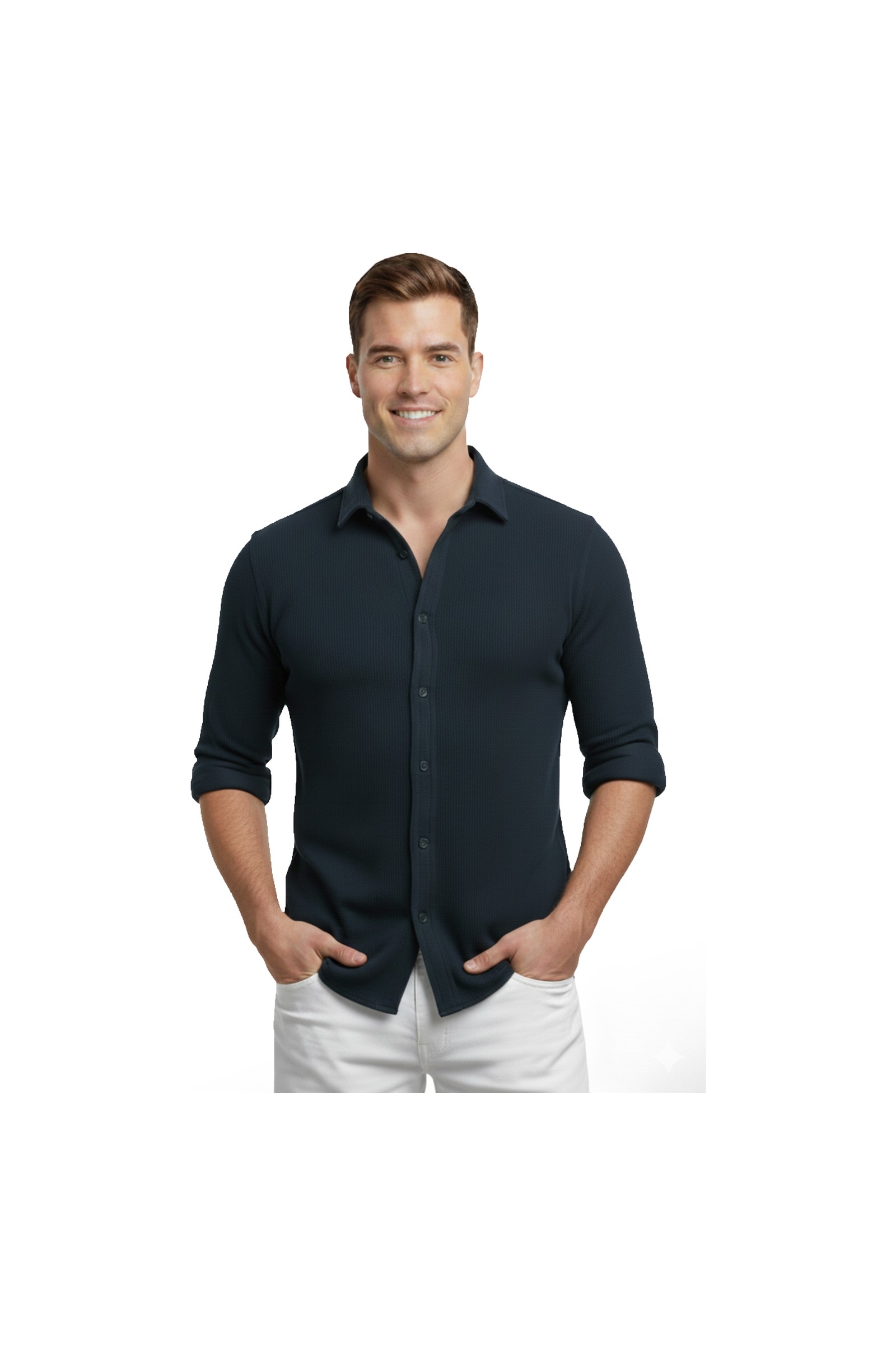 Deepsea Toprak Slim Fit Örme Kumaş Likralı Erkek Gömlek, Nefes Alan Esnek ve Modern Tasarım 2602604