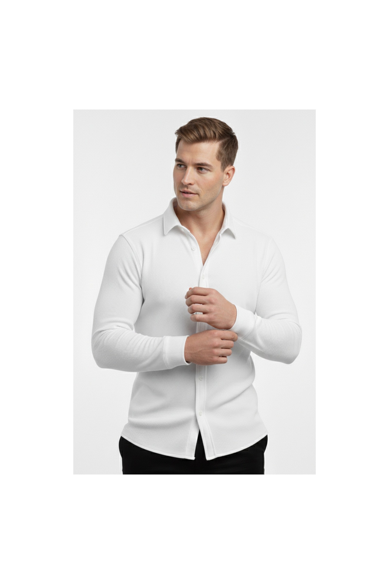 Deepsea Toprak Slim Fit Örme Kumaş Likralı Erkek Gömlek, Nefes Alan Esnek ve Modern Tasarım 2602604 görsel 4