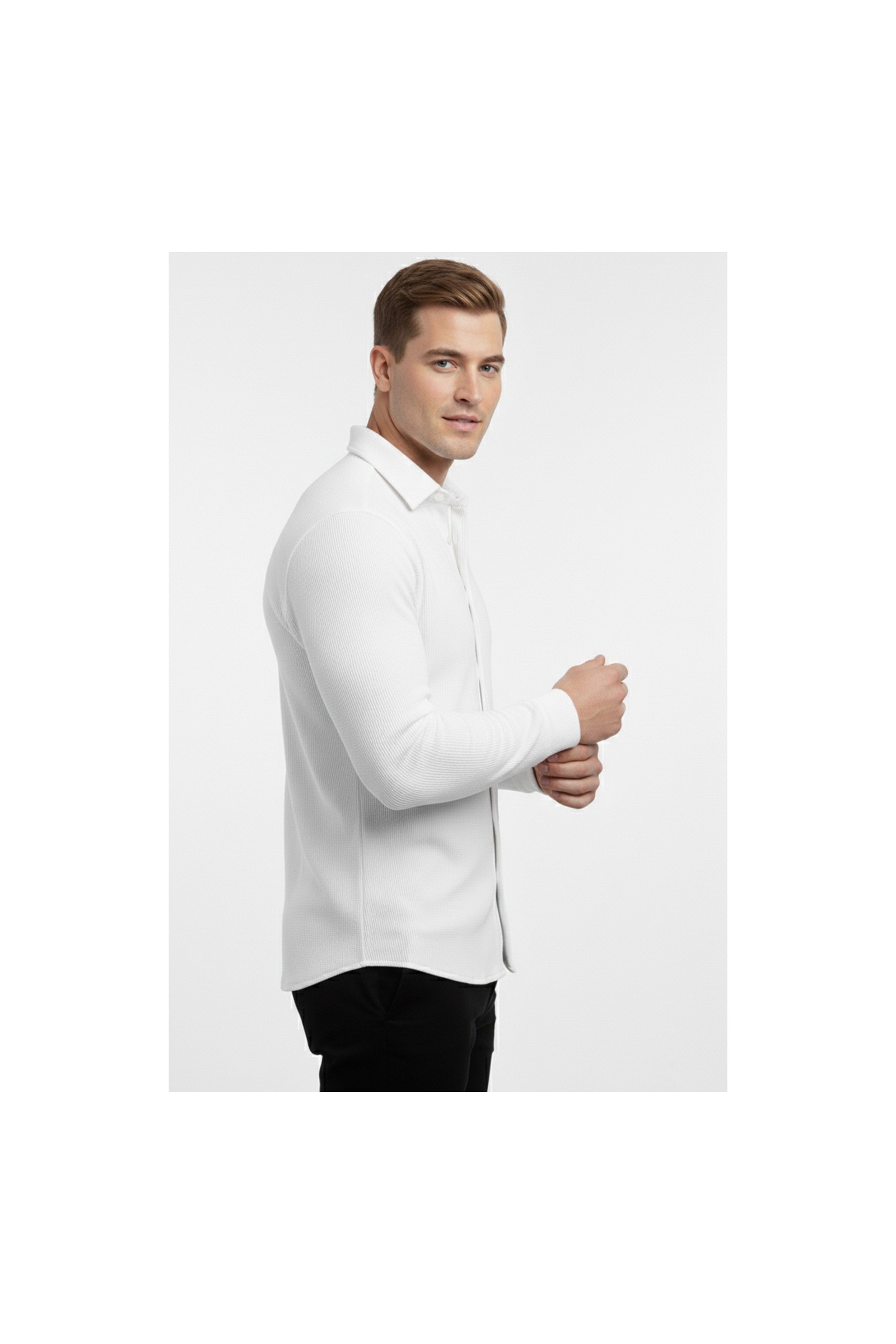 Deepsea Toprak Slim Fit Örme Kumaş Likralı Erkek Gömlek, Nefes Alan Esnek ve Modern Tasarım 2602604 görsel 5