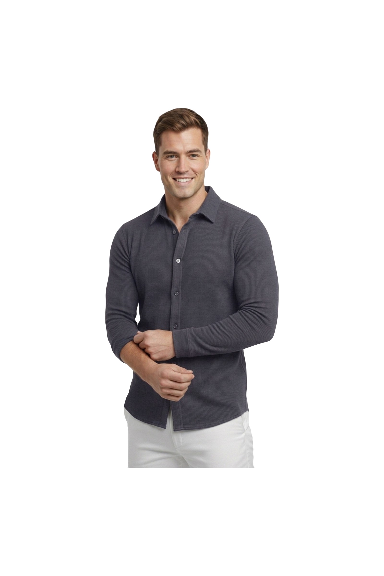 Deepsea Toprak Slim Fit Örme Kumaş Likralı Erkek Gömlek, Nefes Alan Esnek ve Modern Tasarım 2602604