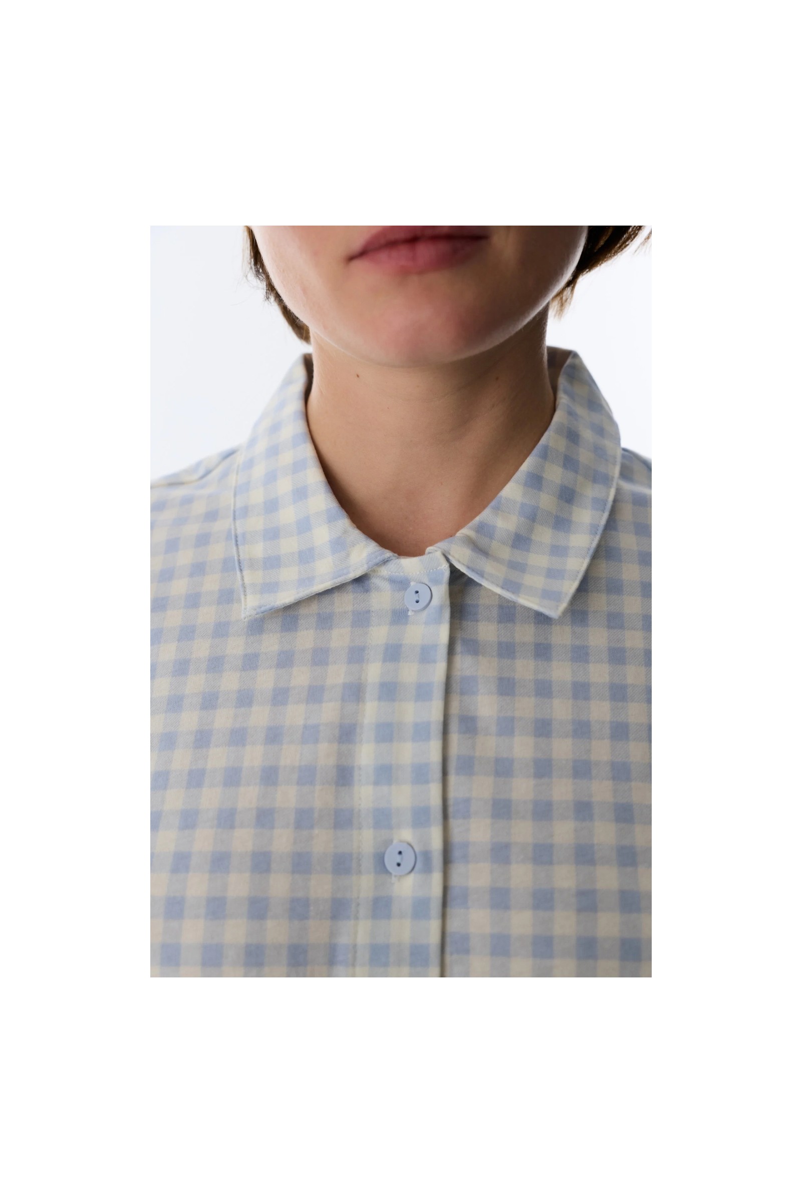 Penti Mavi Rahat Club Gingham Gömlek Pötikareli Kısa Kollu Pijama Takımı görsel 4