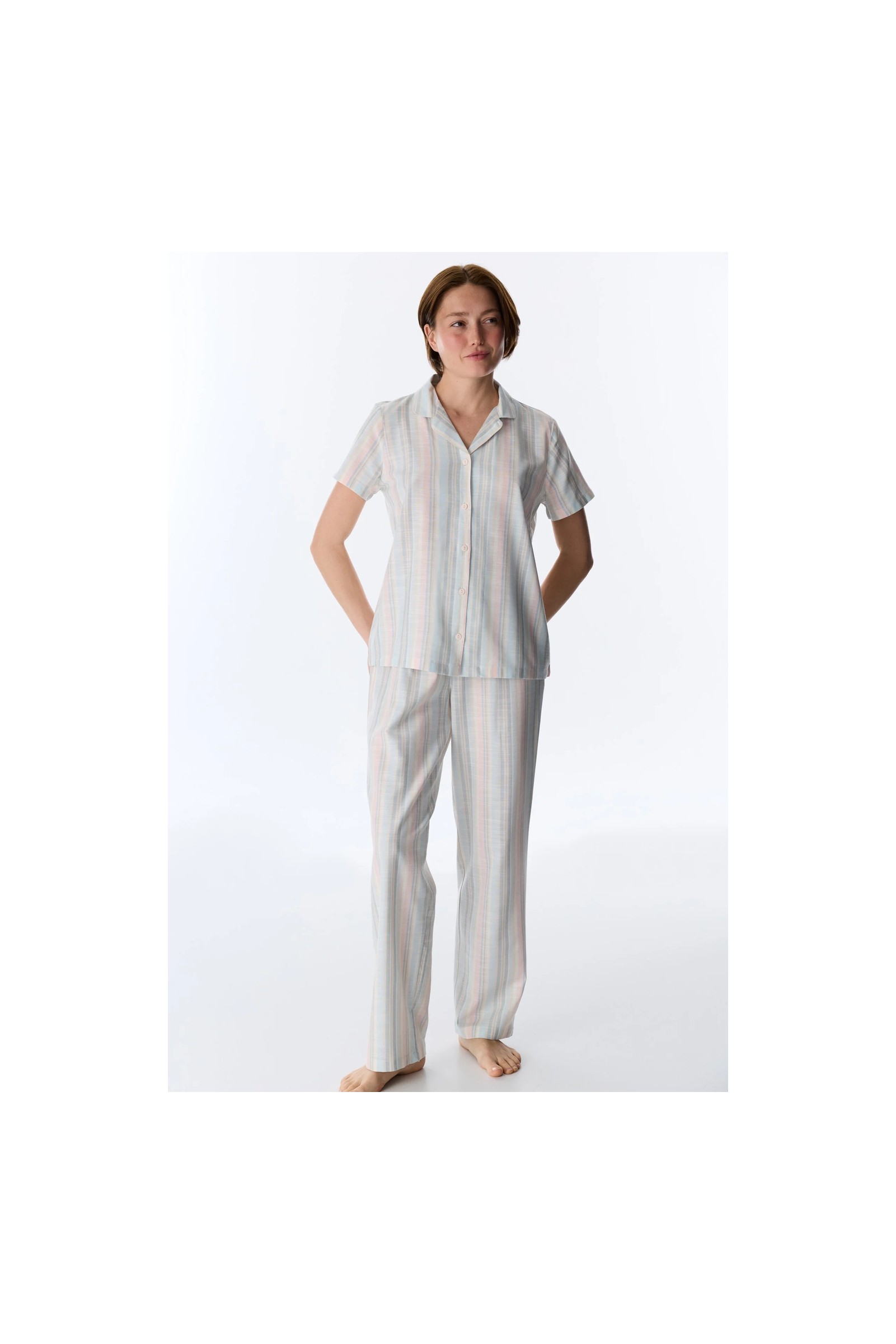 Penti Mixed Çizgili Gömlek Kısa Kollu Pijama Takımı görsel 2