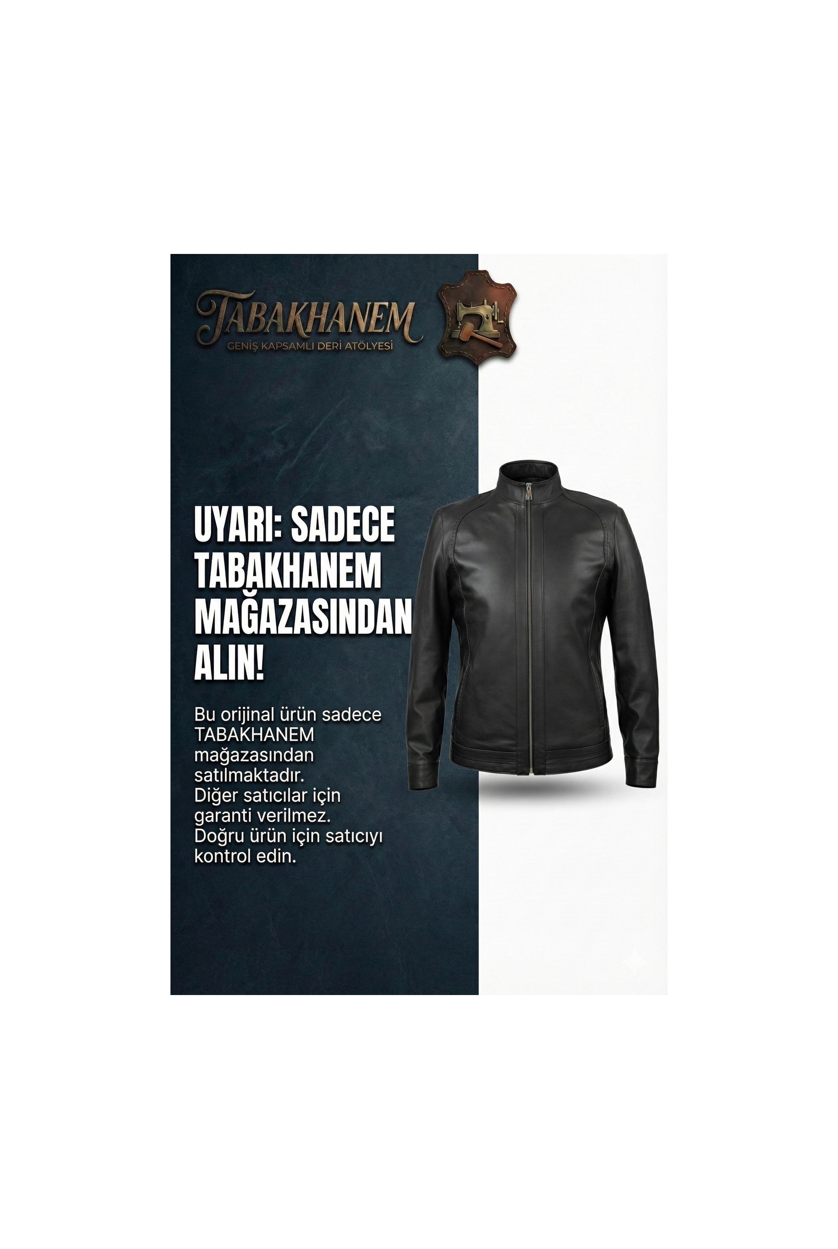 Tabakhanem Erkek Hakiki Deri Ceket, Dik Yaka, Puntolu Kapitone Astar, Fermuarlı, Cepli görsel 5