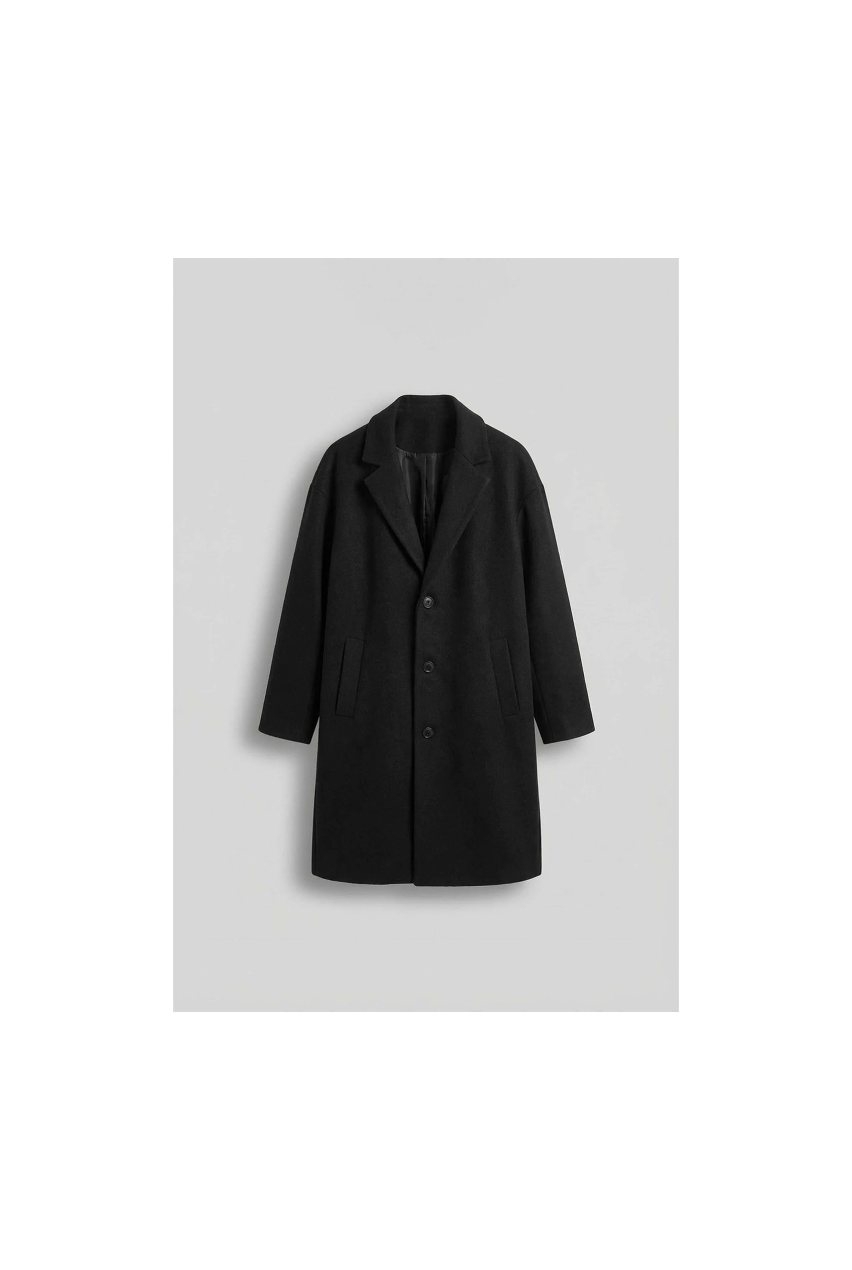 Abluka Online Erkek Oversize Uzun İtalyan Kaşe Kaban Siyah Pamuk Malzeme ile Casual Stil görsel 6