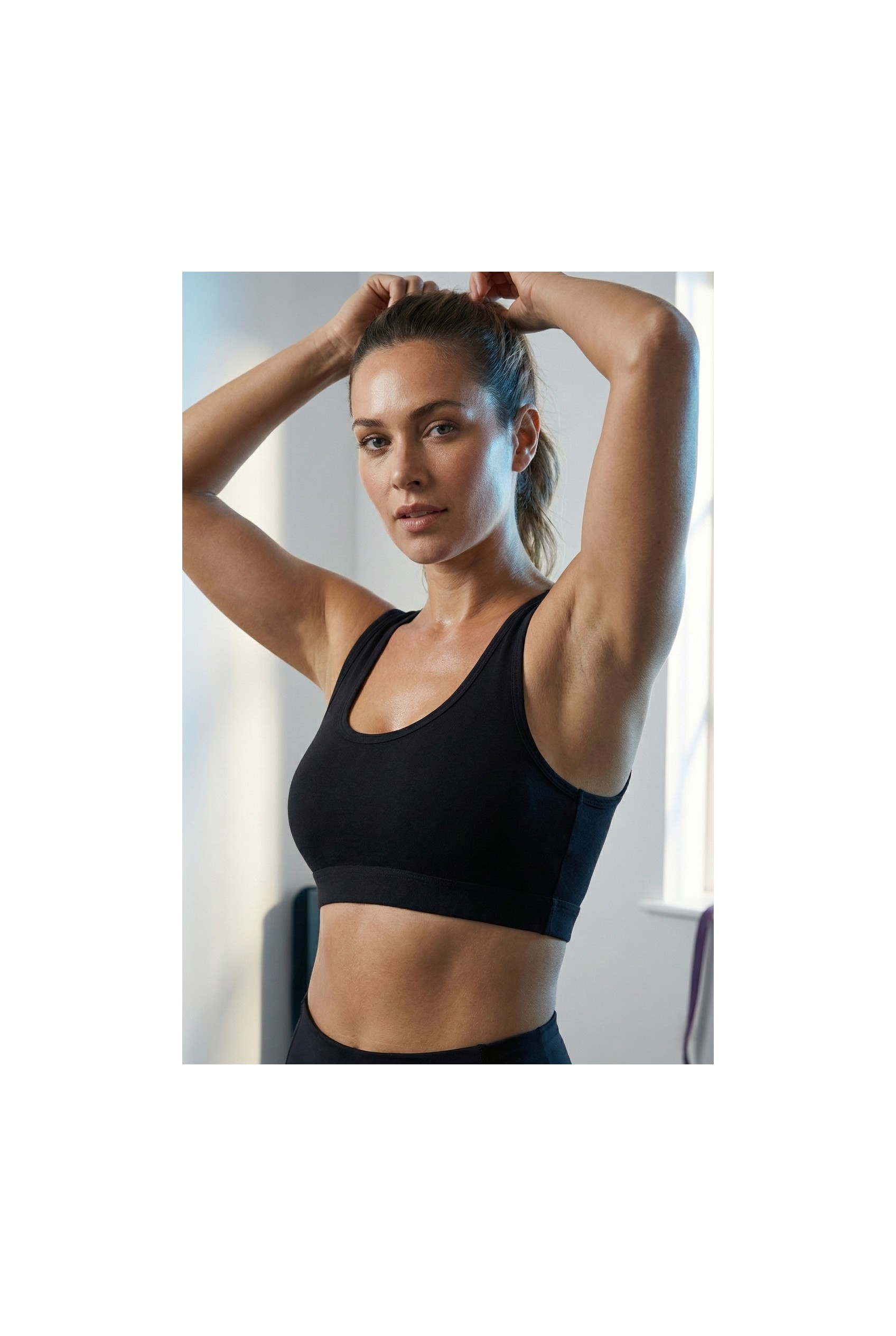 Underwear Bodyway 2'li Set Kalın Askılı Pamuklu Penye Büstiyer - Telsiz Balensiz Yarım Atlet Sporcu ve Uyku Sütyeni - Büyük Beden görsel 3