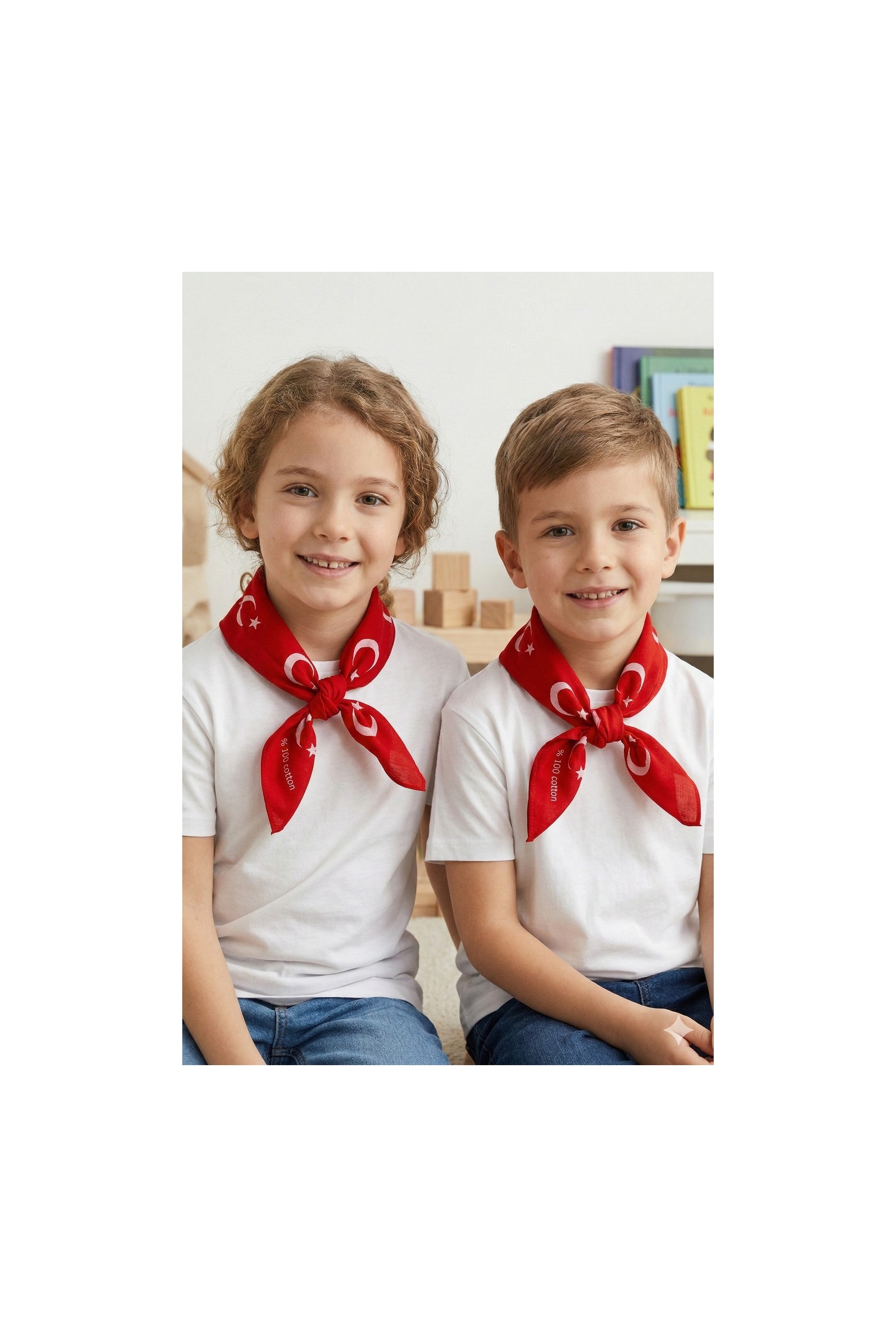 Sibel Günay Butik Türk Bayraklı Kırmızı Fular / Bandana | Unisex | 52*53 cm