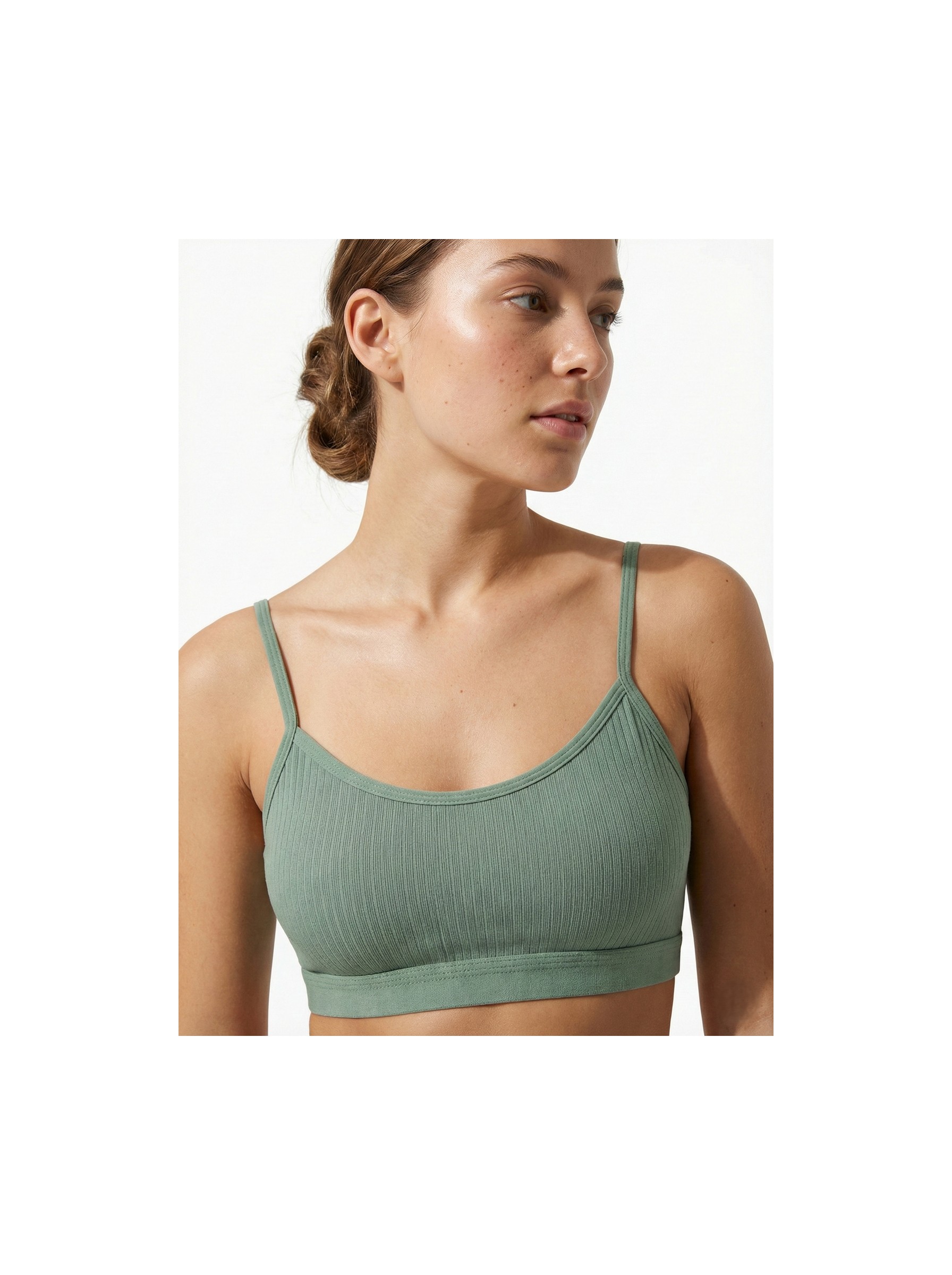 Underwear Bodyway 2'li Paket Esnek Fitilli Ribana Crop Atlet - Pamuklu Dokulu Büstiyer Set - Uyku Sütyeni görsel 2