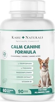 Aesco Kahu Naturals Calm Canine Formula, Köpekler Için Bitki Özlü Sakinleştirici Rahatlatıcı Takviye, 60 Tablet