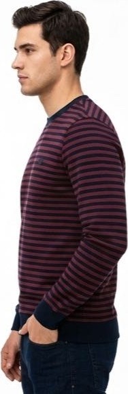 Lacoste Bisiklet Yaka Çizgili Regular Fit Bordo -Laciverti görsel 2