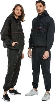 Fitblue Unisex Termal Sauna Eşofman Takımı Kapüşonlu Uzun Kol Tüm Bedenler İçin Dokuma Kumaş görsel 2