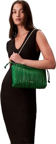1001 Drawstrıng Plısse Crossbody Kadın Çanta, Yeşil, Tek Beden görsel 3