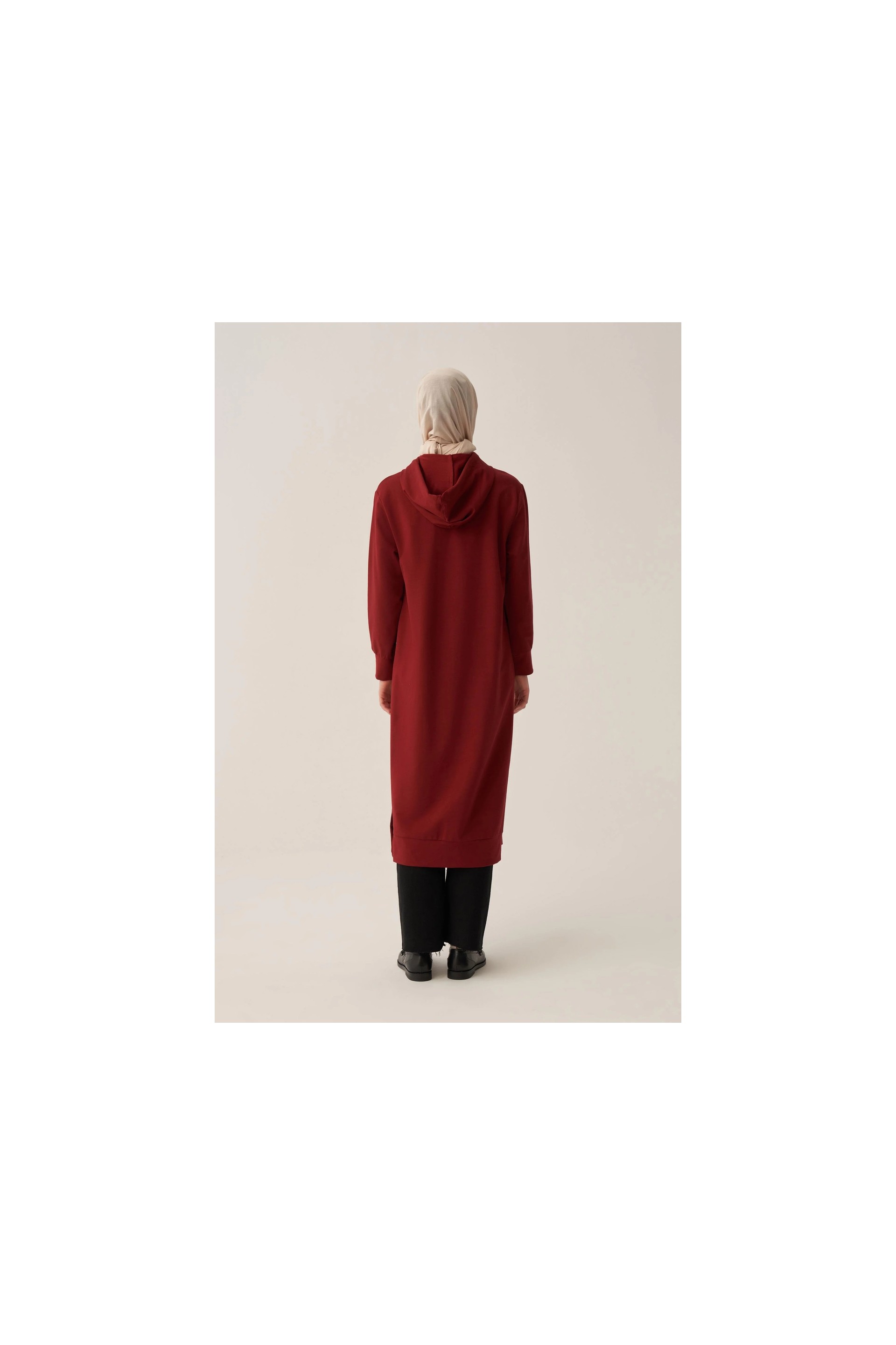 ALLDAY Bordo-Kapüşonlu Rahat Tunik görsel 3