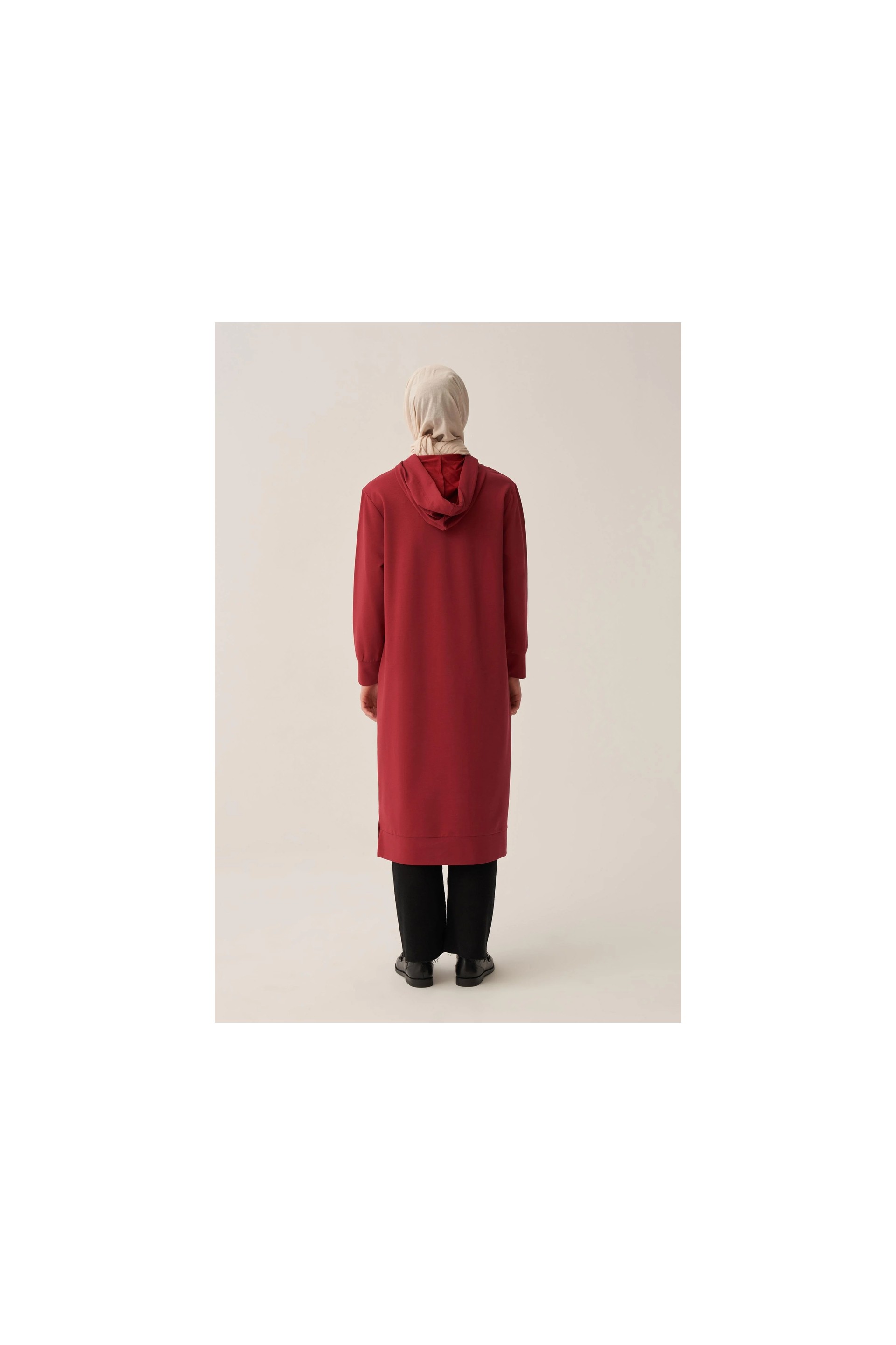 ALLDAY Vişne-Kapüşonlu Rahat Tunik görsel 3