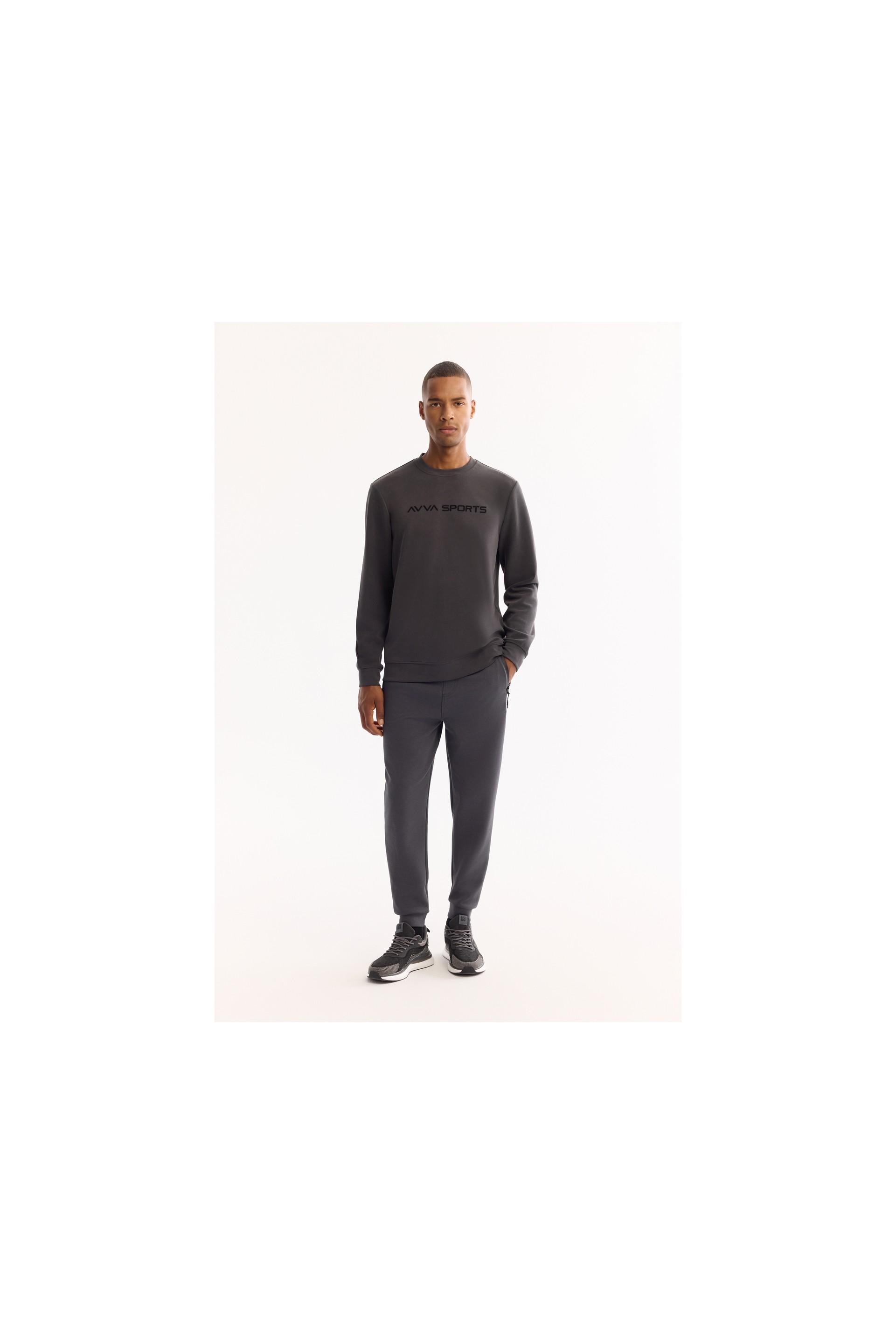AVVA Erkek Antrasit Beli Lastikli Bağcıklı Bi-Stretch Regular Fit Eşofman Altı B003400 görsel 8