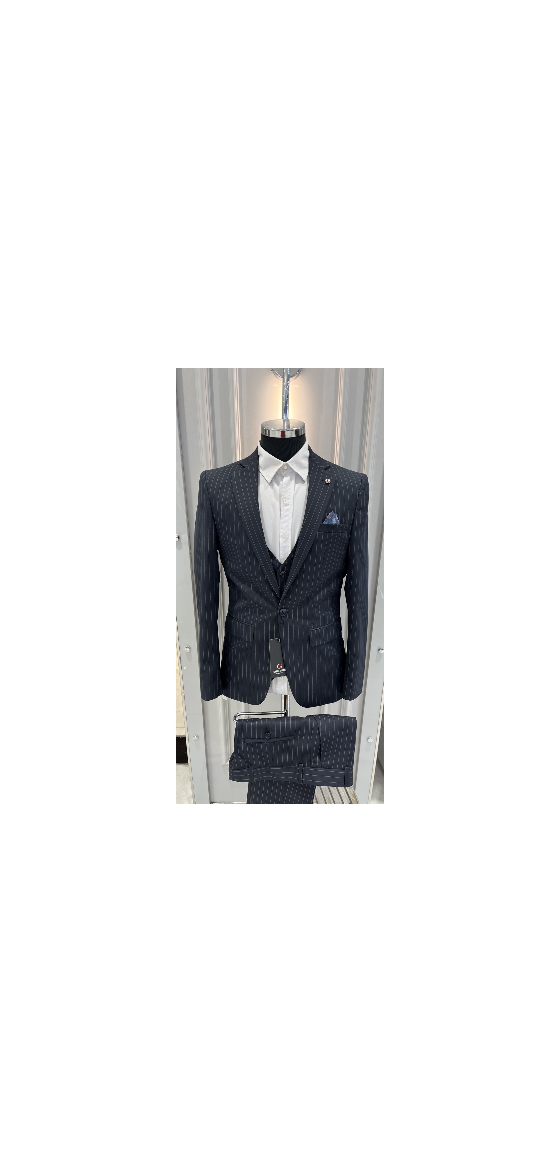 Sabri Zengin Erkek Çizgili Slim Fit Takım Elbise görsel 2