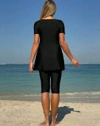 Deep Beach Dizaltı Taytlı Kısa kollu Tankini Mayo boneli Bikini Takımı görsel 4
