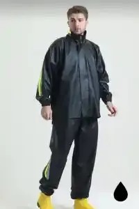 Ayessa Erkek Motorcu Kurye Su Gecirmez Yağmurluk Takım - Siyah Siyah - 3xl görsel 5