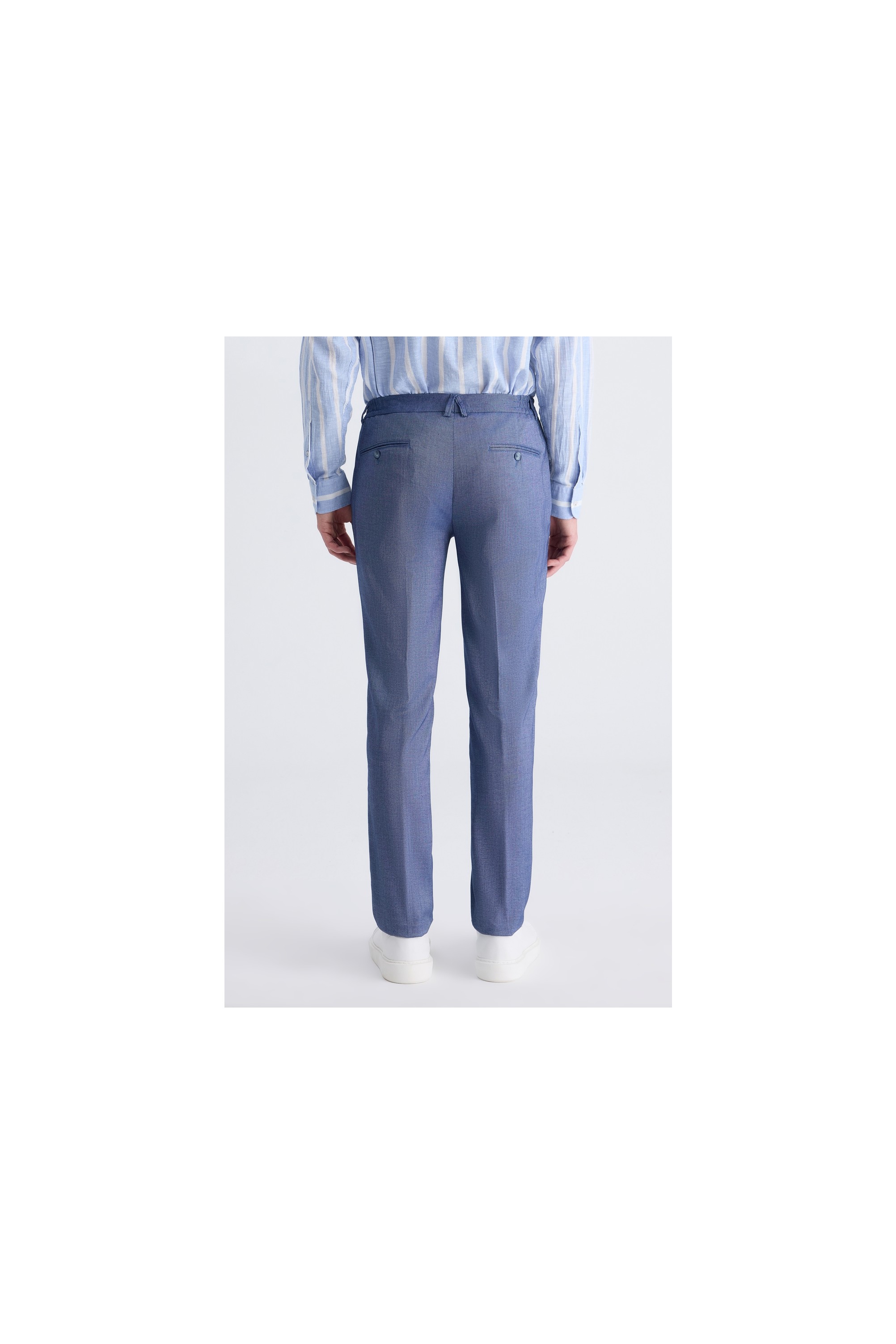 D'S Damat Ds Damat Slim Fit Lacivert Armürlü Rayon Jogger Pantolon 2HC03S2053230 görsel 3