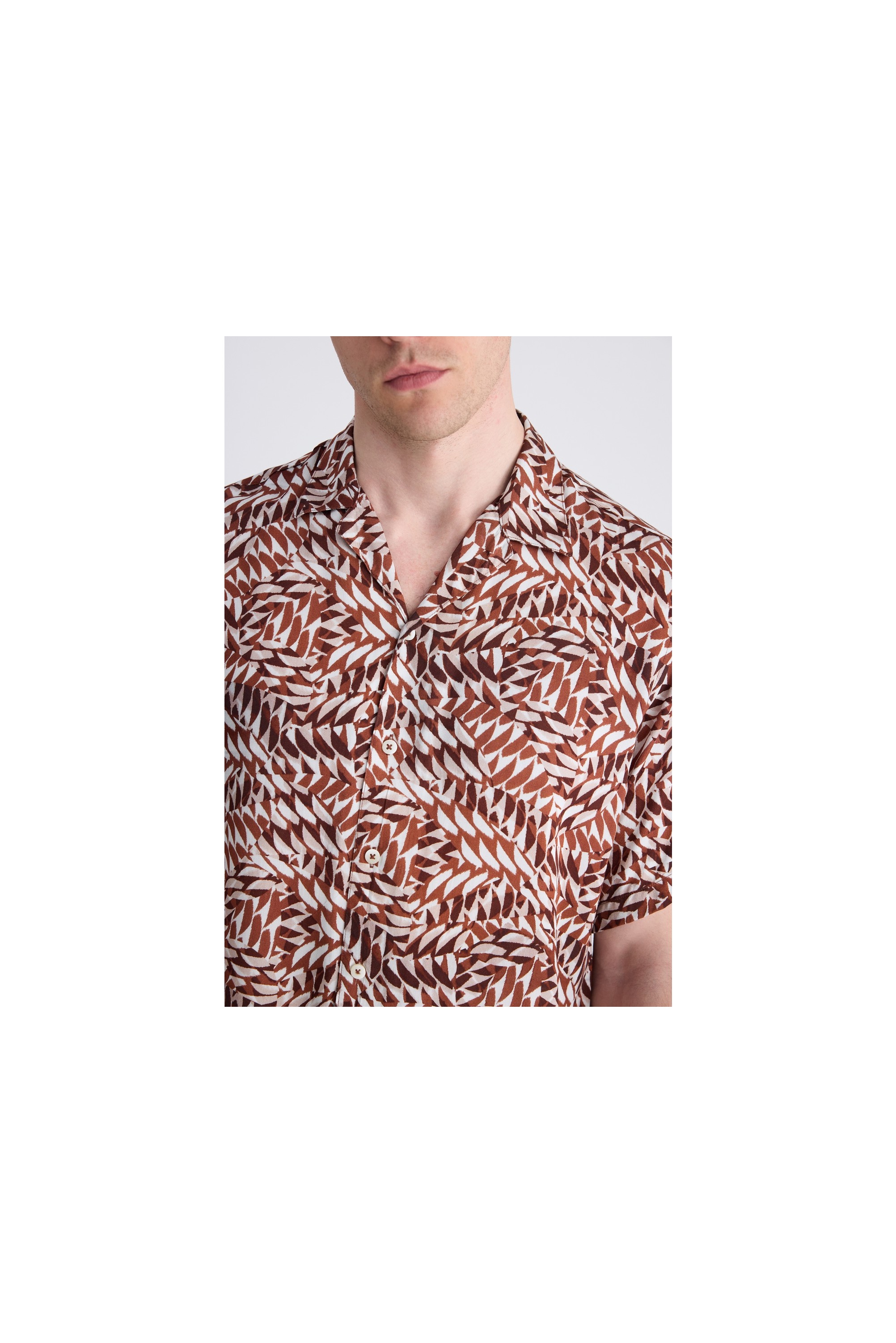 TWN Relaxed Fit Taba Baskılı Rayon Gömlek 0EC02AP14313M görsel 2