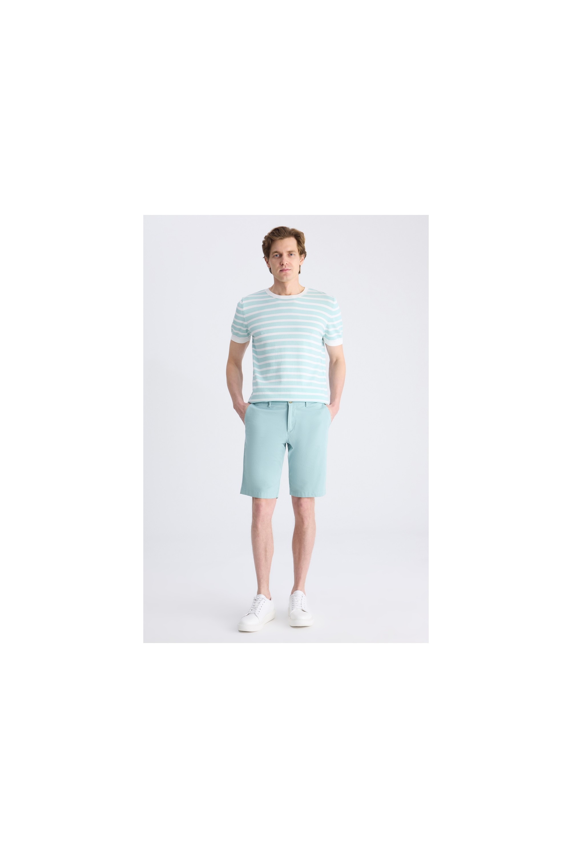 TWN Slim Fit Mavi Gabardin Pamuklu Şort 4EC13S2097600 görsel 4